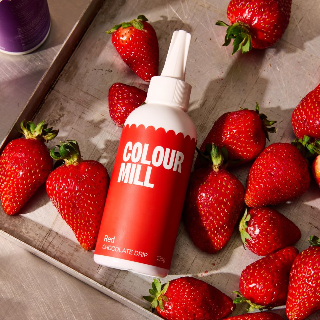 Colour Mill Choco Drip Red Easy-Melt Chocolate Drizzle for Desserts | 125g Squeeze Bottle 2