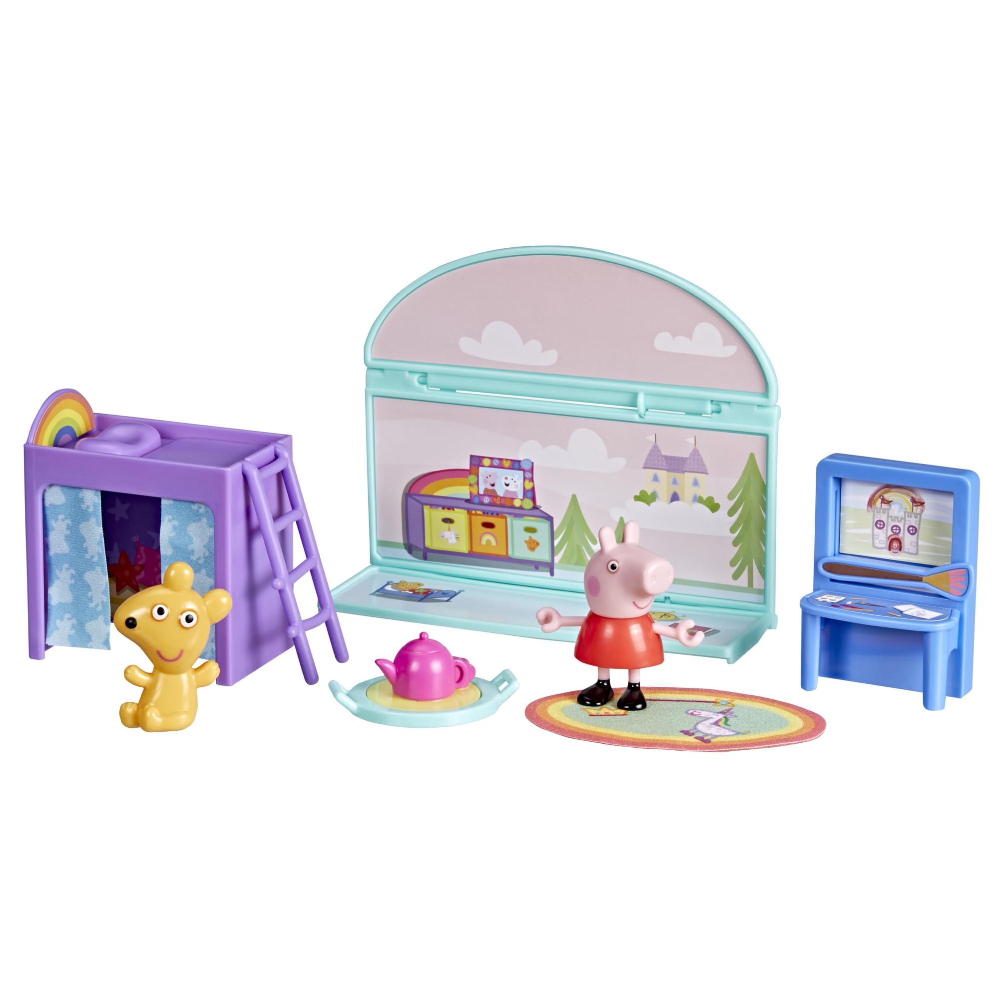 Peppa Pig Peppa's Bedroom Playset with 7.5-cm Figure | 8 Pieces | Ages 3+