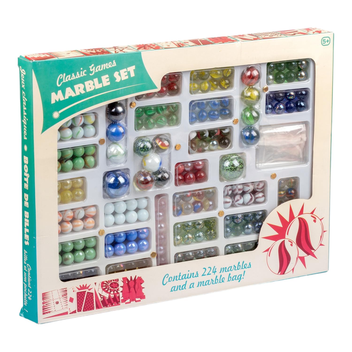 Tobar Marbles - Box of 224 Mixed Designs in Multi-Colored Glass 3