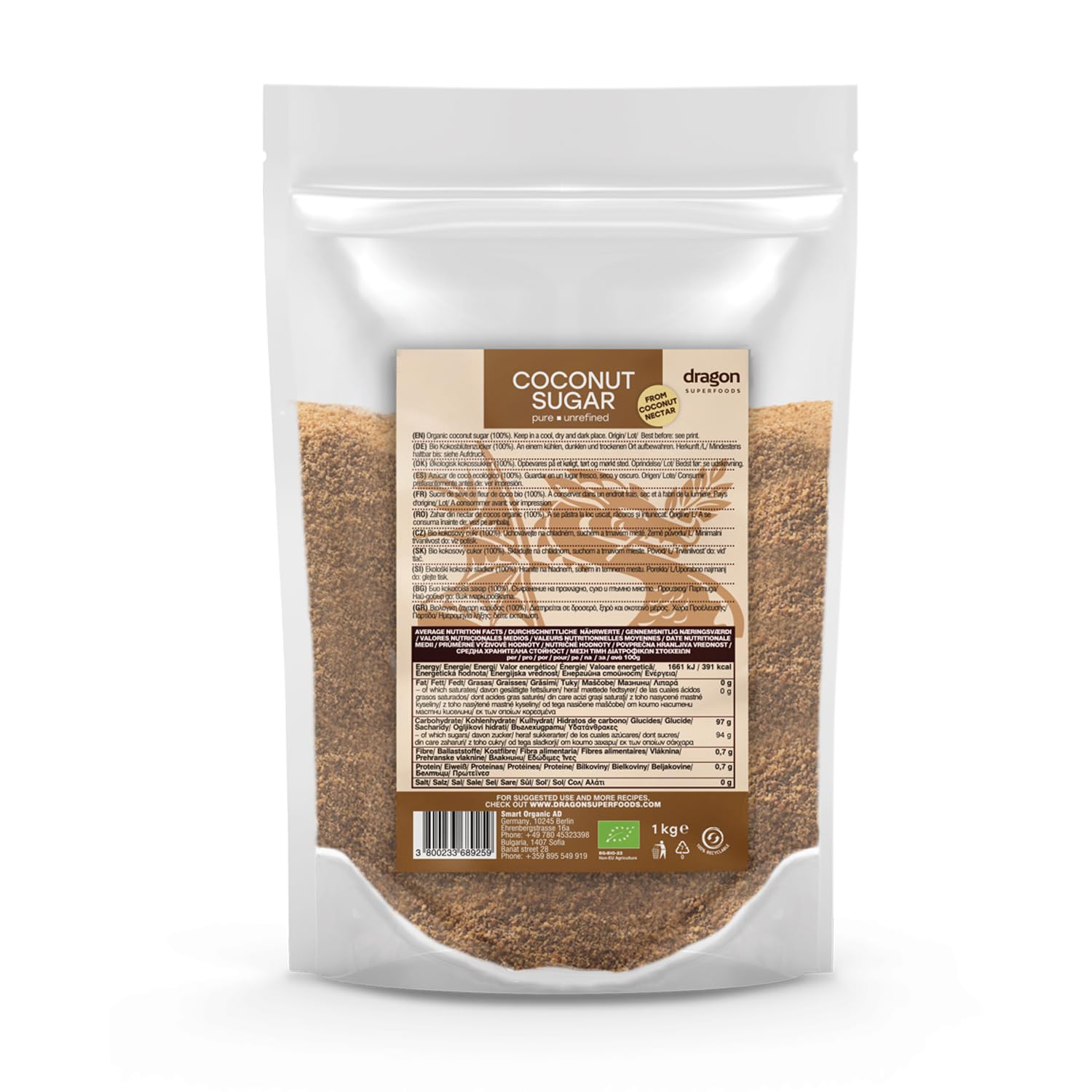 Dragon Superfoods Organic Coconut Sugar - Natural Sweetener | 100% Organic | 1 kg 1