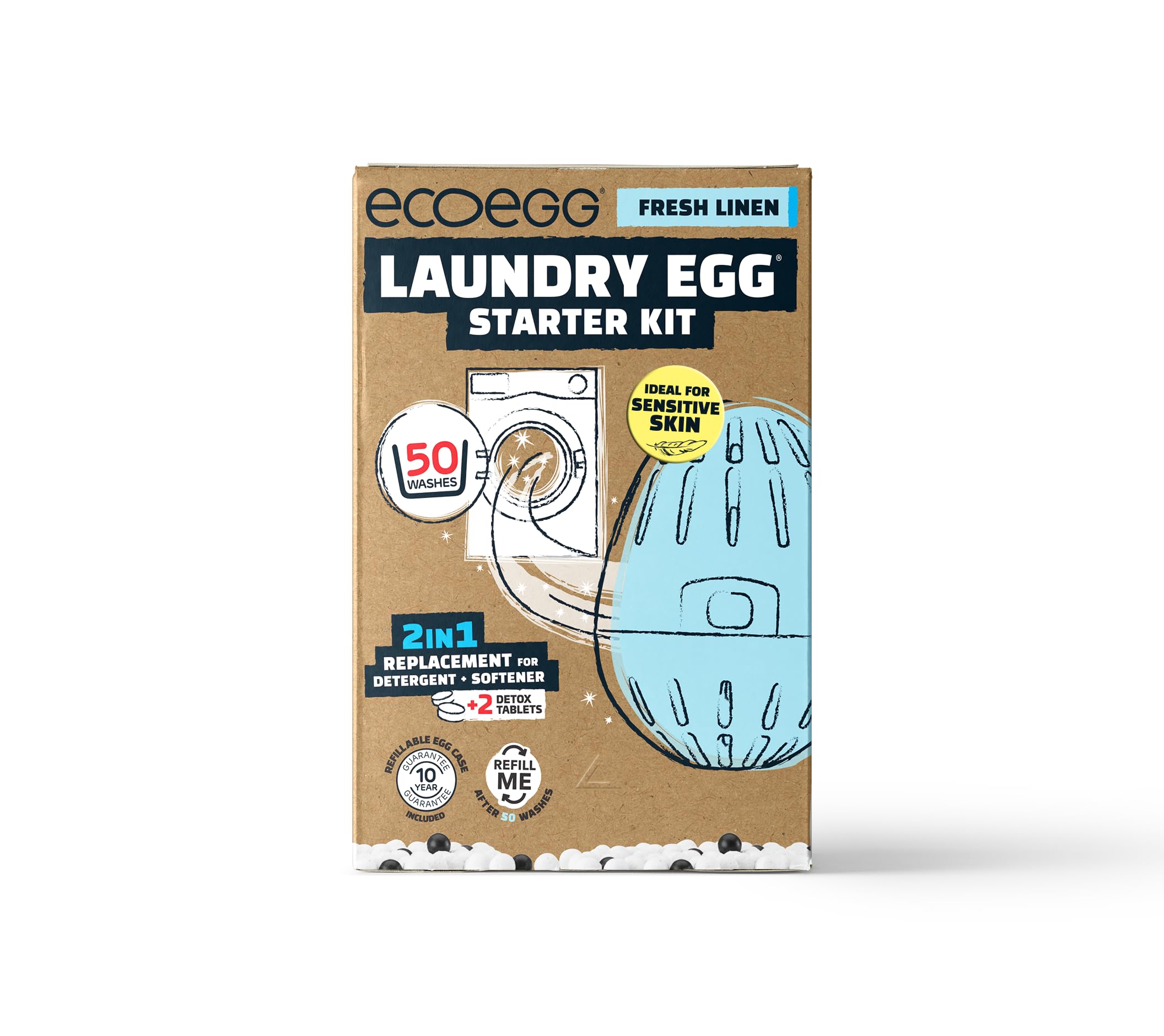 Ecoegg - Starter Kit Laundry Egg with Detergent & Fabric Softener Replacement (Non-Bio)