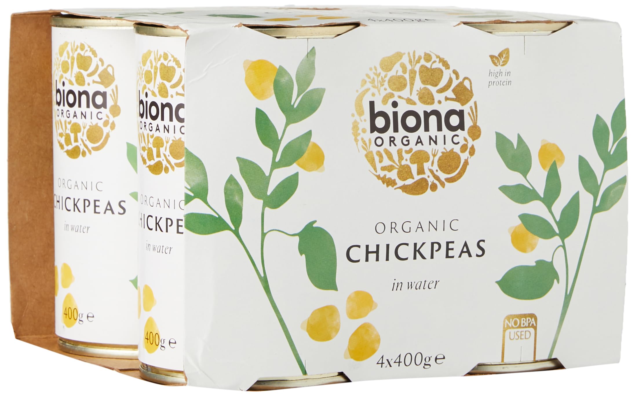 Biona Organic Chick Peas - 4 x 400 g Pack | Certified Organic | Source of Fibre & Protein