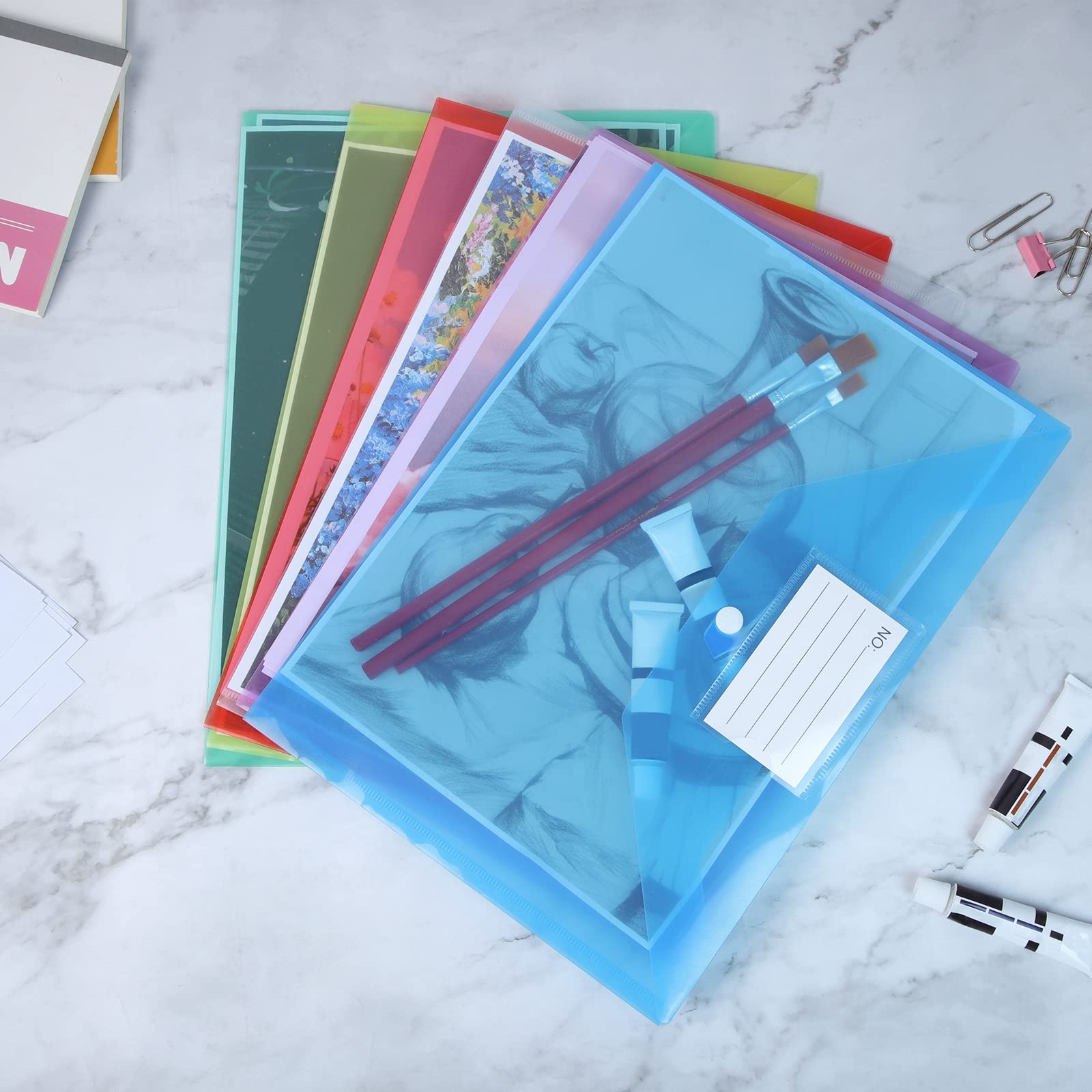 GoodtoU Plastic Wallets - 36 Pack Coloured Document Folders with Popper Closure | 150 Sheet Capacity 4