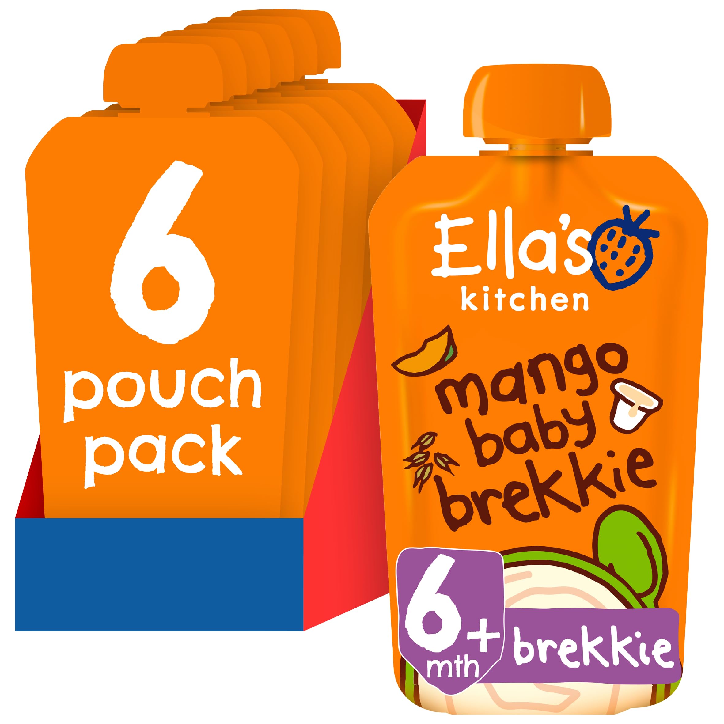 Ella's Kitchen Organic Baby Brekkie Mango with Yoghurt & Rice, 100 g Pouch (6 Pack) 1