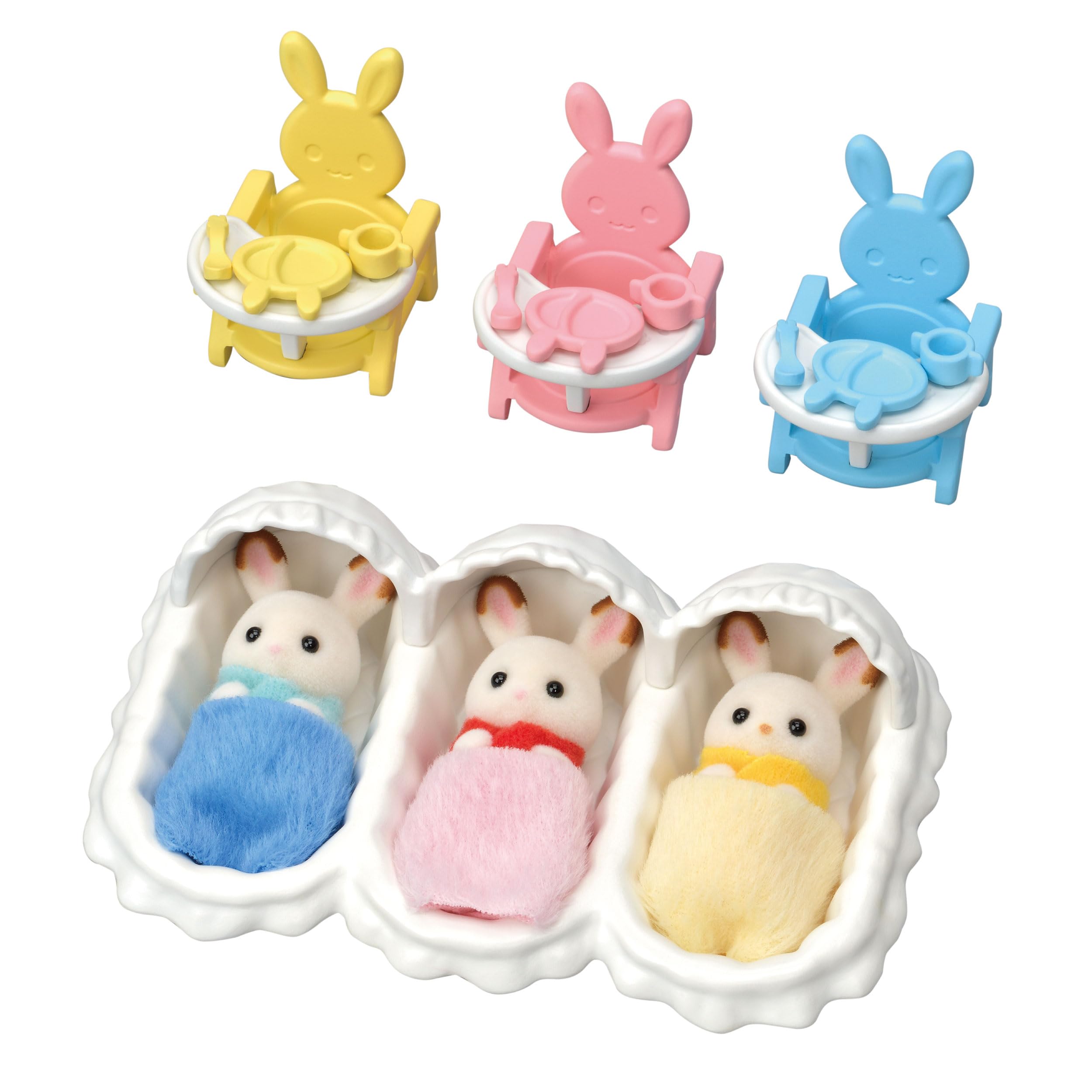 Sylvanian Families Triplets Care Set (L5532) - Includes 3 Chocolate Rabbit Triplets & 19 Accessories 1