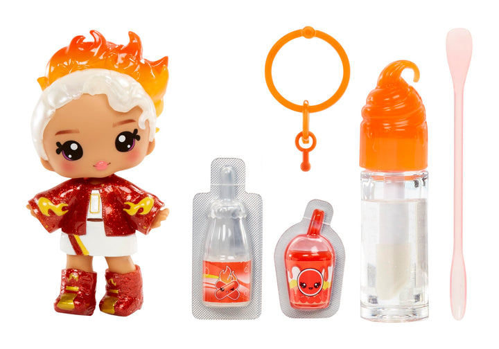 Yummiland Lip Gloss Doll - Amber Cinnamon - DIY Scented Fashion Doll with Customizable Lip Gloss Kit