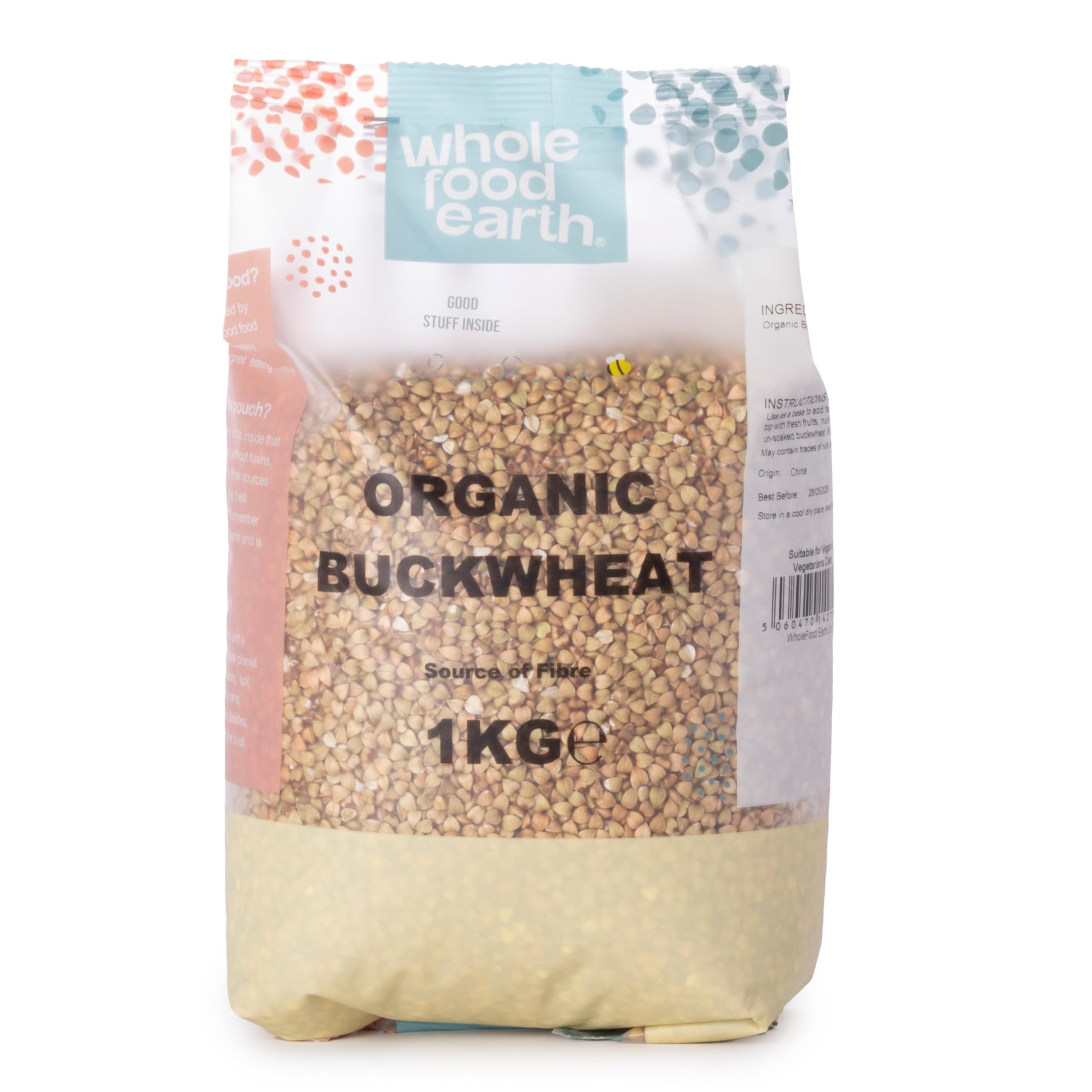 Wholefood Earth Organic Buckwheat Groats - 1 kg | GMO Free | Vegan | High in Protein & Fiber