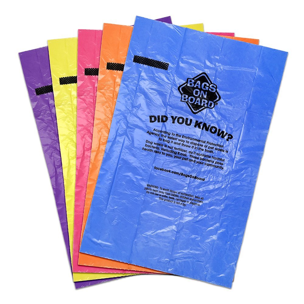 Bags on Board Dog Waste Bags - Leak Proof, Strong, Rainbow, 140 Count