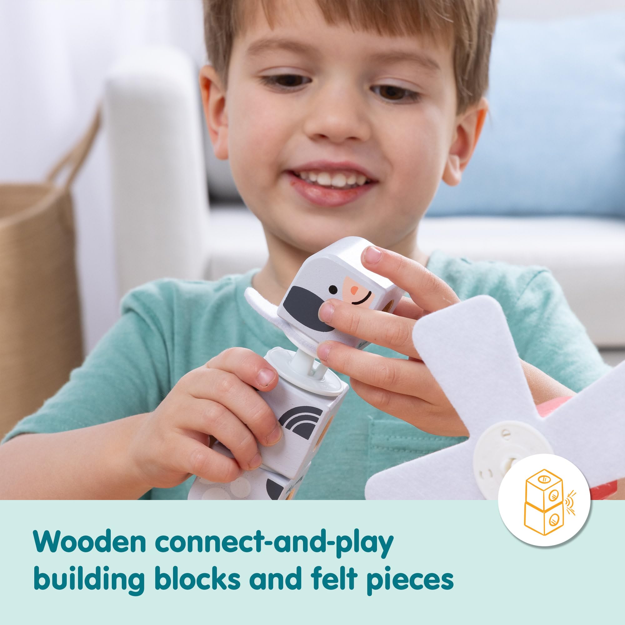 Melissa & Doug Blockables Farm Friends Snap And Play Building Blocks Set for Ages 2+ 7