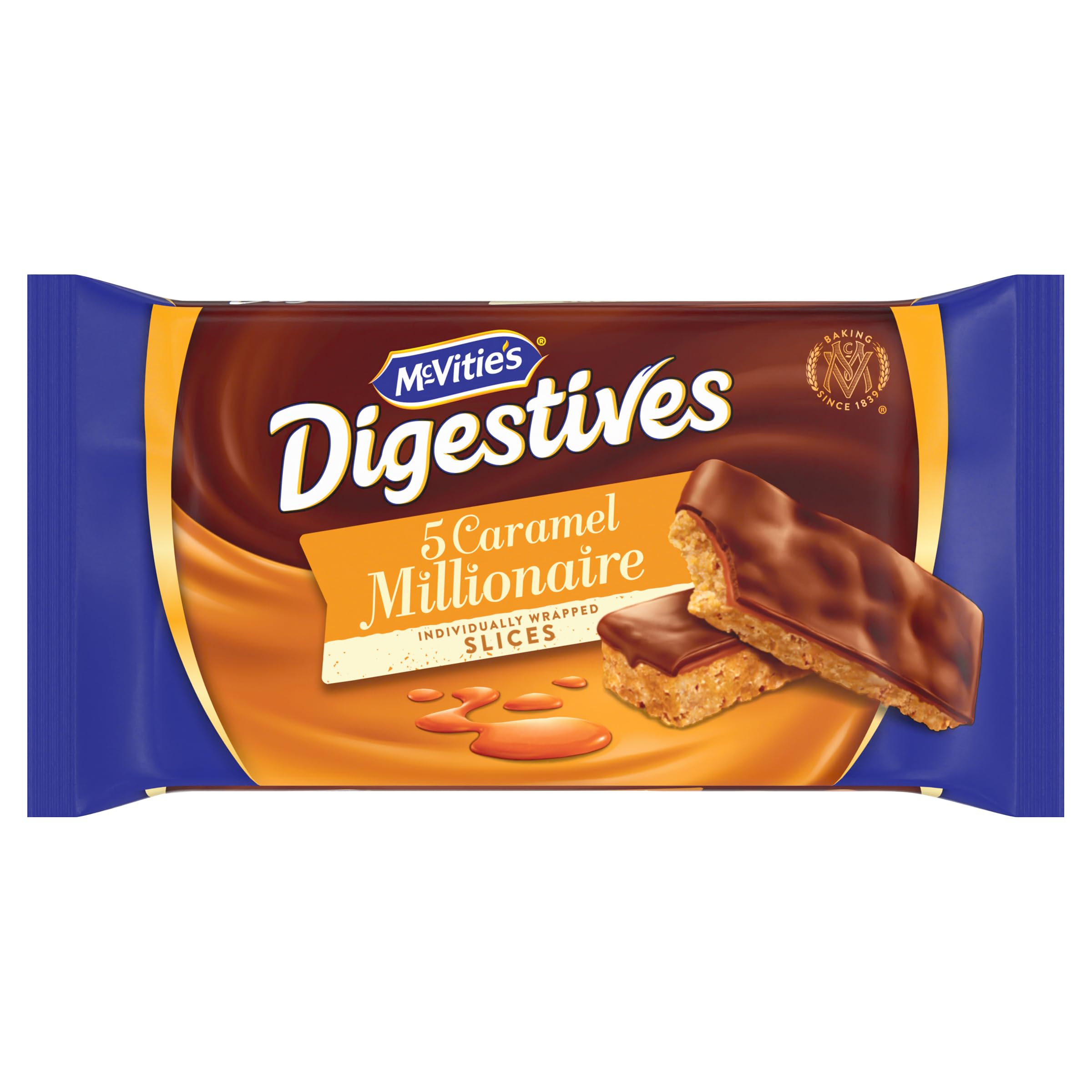 McVitie's Digestive Caramel Millionaire Slices - Individually Wrapped, 5 Count Pack