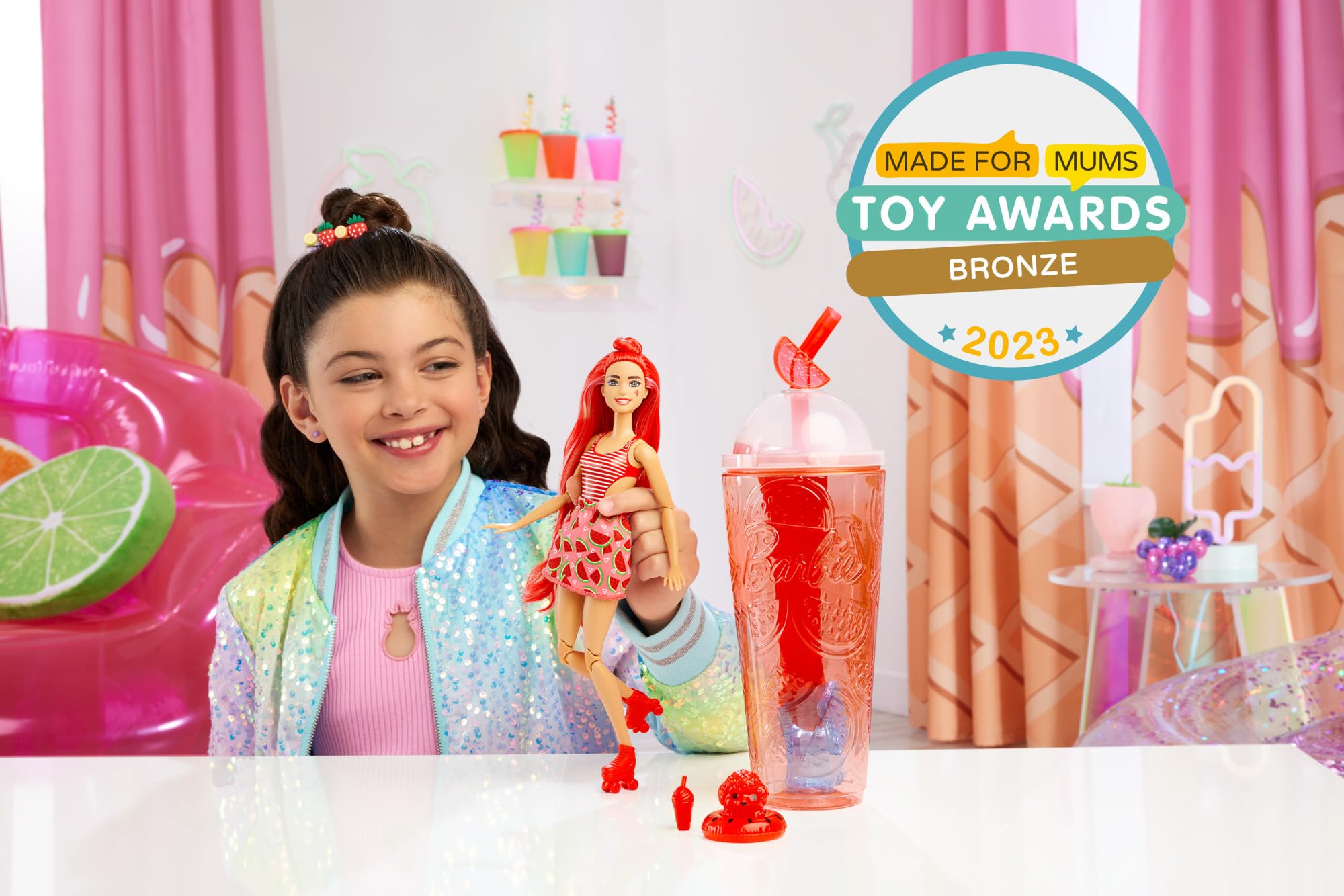 Barbie Pop Reveal Fruit Series Doll - Watermelon Crush with 8 Surprises, Slime & Color Change, Ages 3+ 4