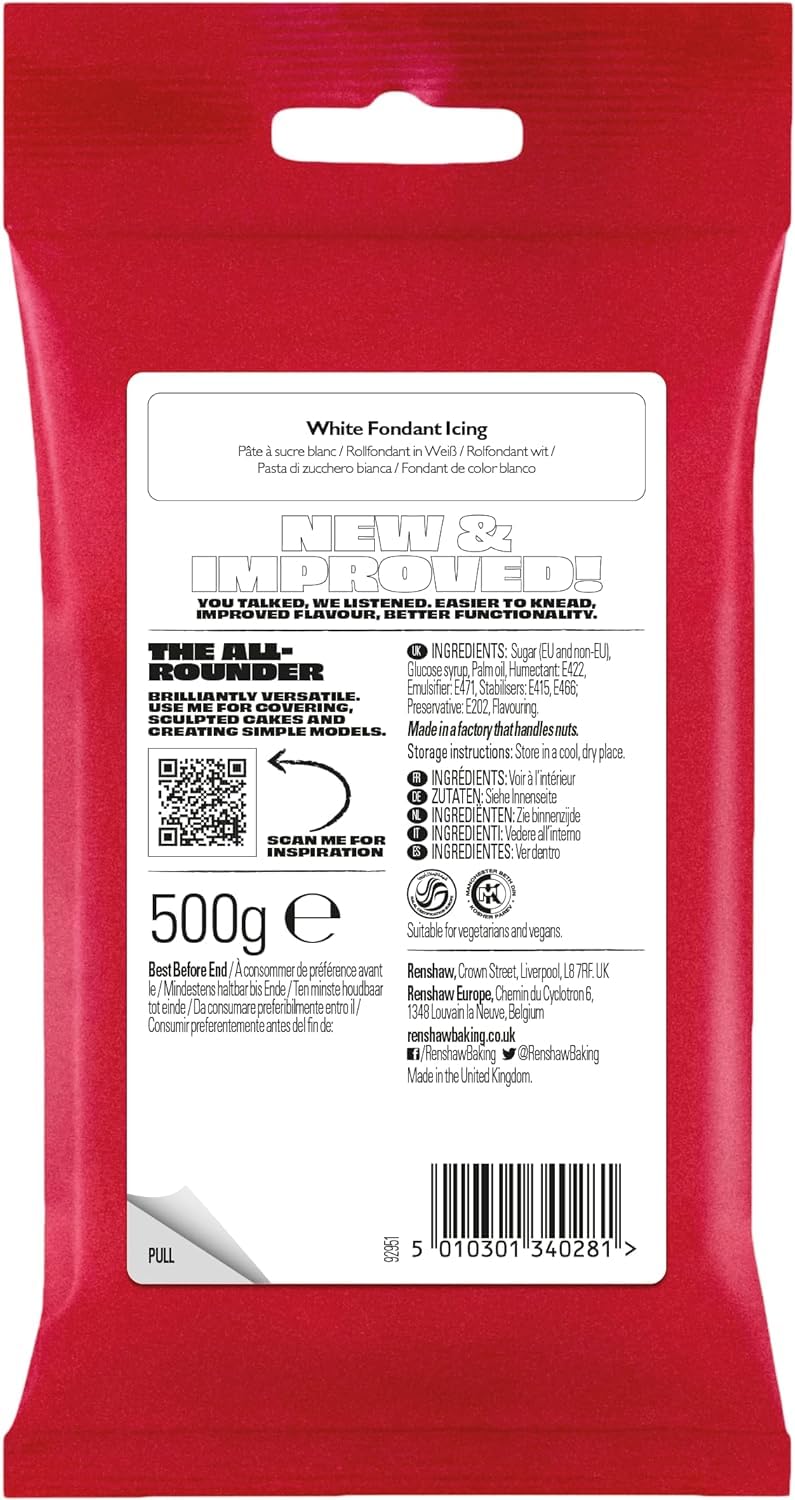 Renshaw White Just Roll With It Fondant Icing - Ready to Roll | 500g 2