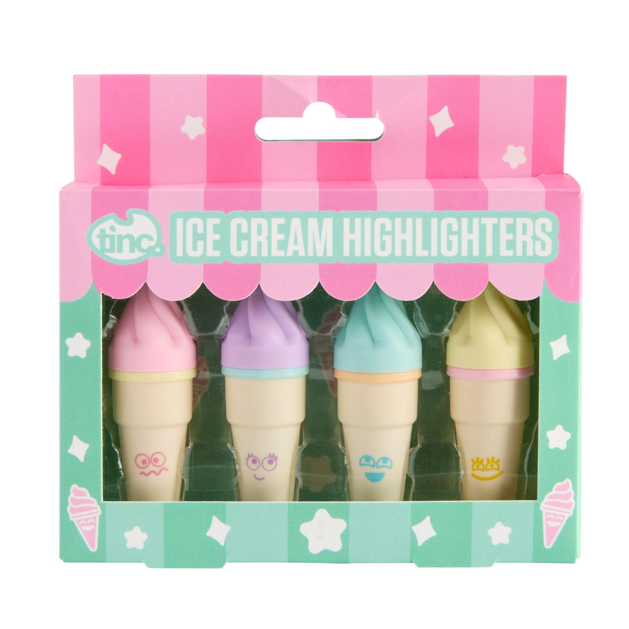 Tinc Ice Cream Shaped Coloured Highlighter Pens - Pastel Highlighters for School & Home