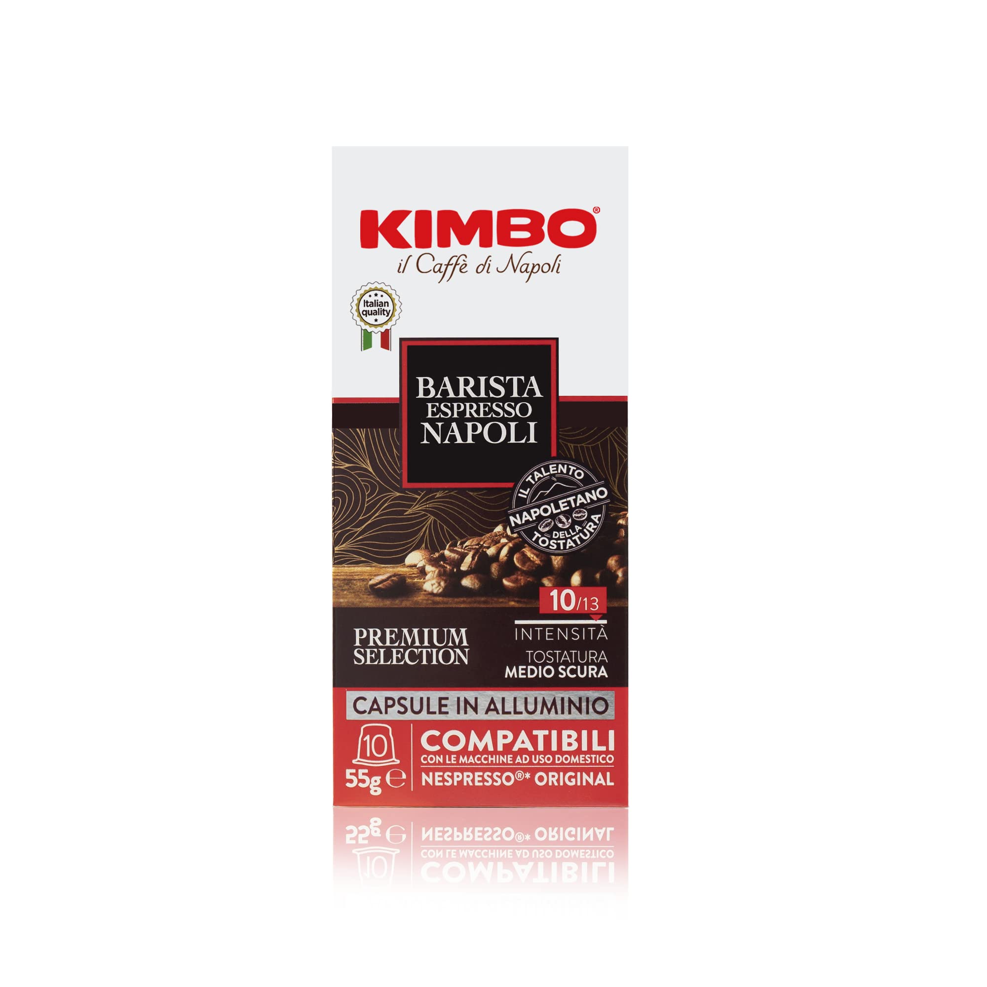 Kimbo Coffee Espresso Napoli Kapseln (10er-Pack) | Nespresso-kompatible italienische Kaffeepads | Mitteldunkle Röstung mit Arabica- und Robusta-Mischung