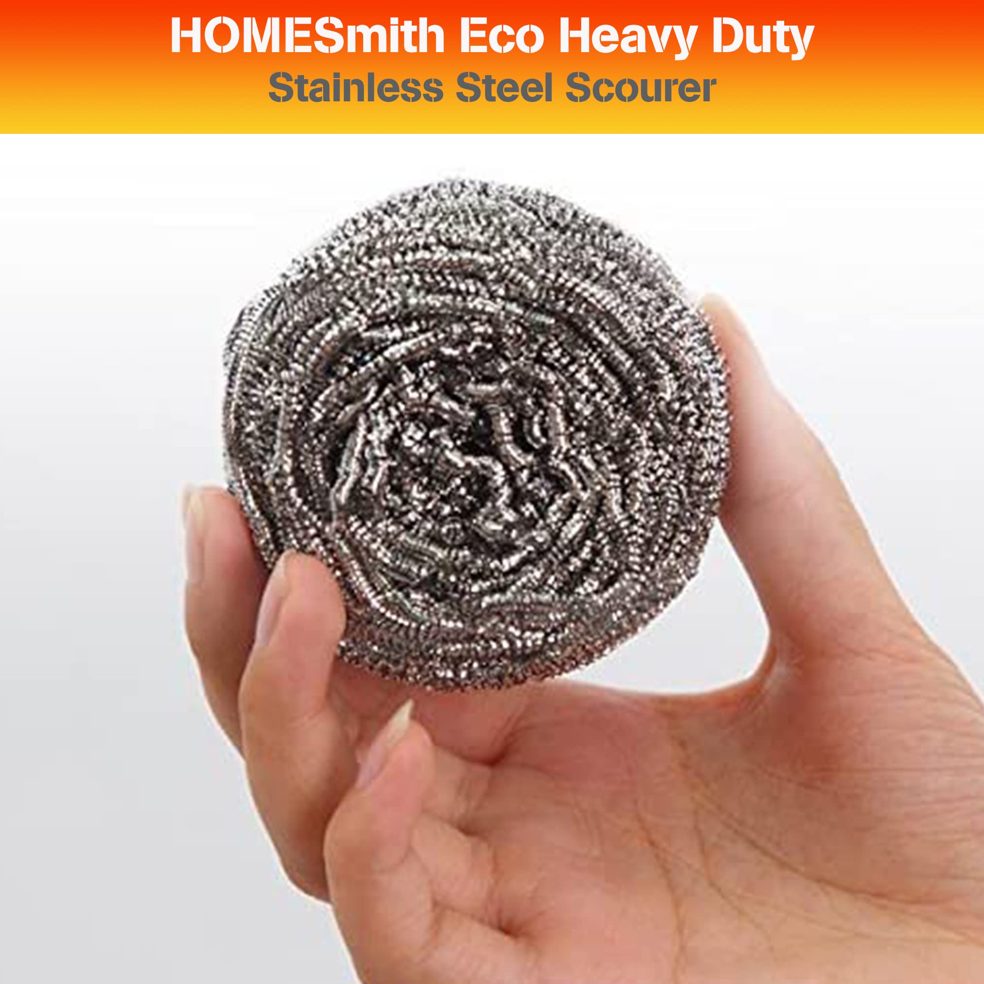 HomeSmith Stainless Steel Scourers - Heavy Duty Cleaning, Pack of 6 | HS-130 3
