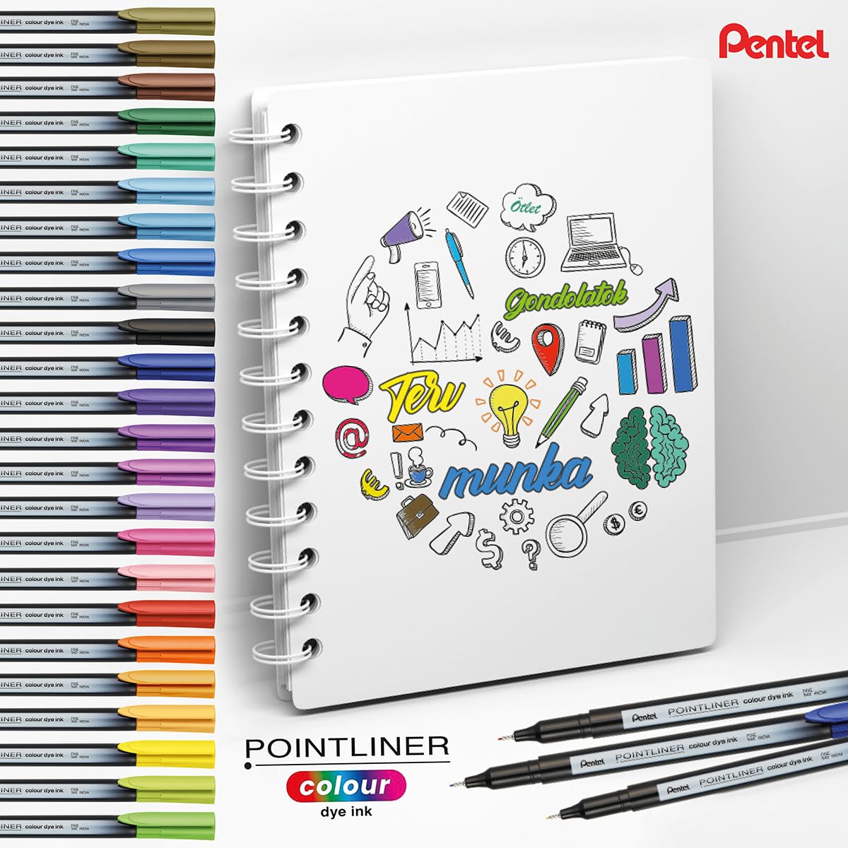Pentel S40 Pointliner Fineliner Pen - 0.4mm Line Width | Walnut Brown Ink | Metal Clad Tip 5
