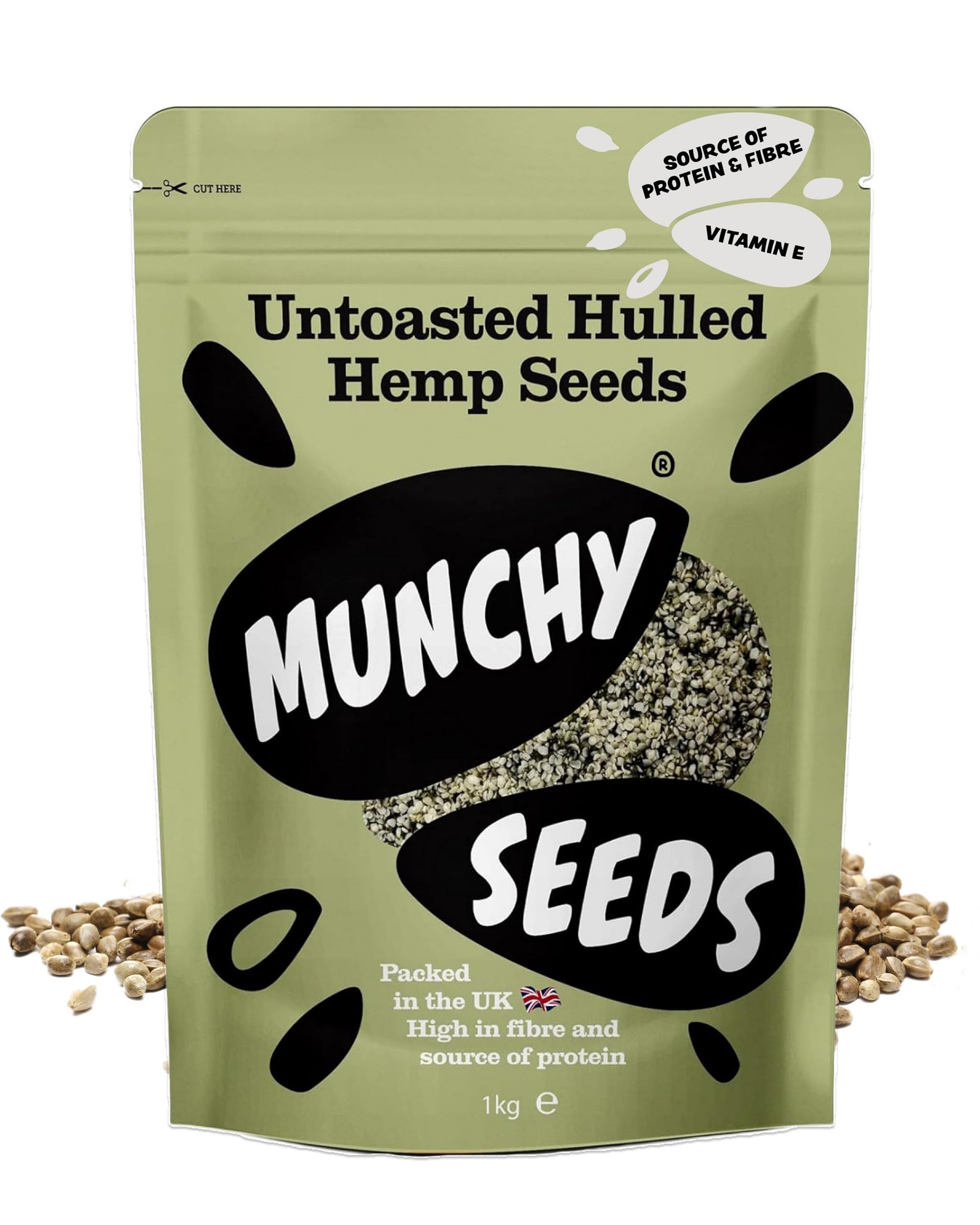 Munchy Seeds Hulled Hemp Seeds - Vegan Protein, Omega 3 Source | 1kg Roasted 1