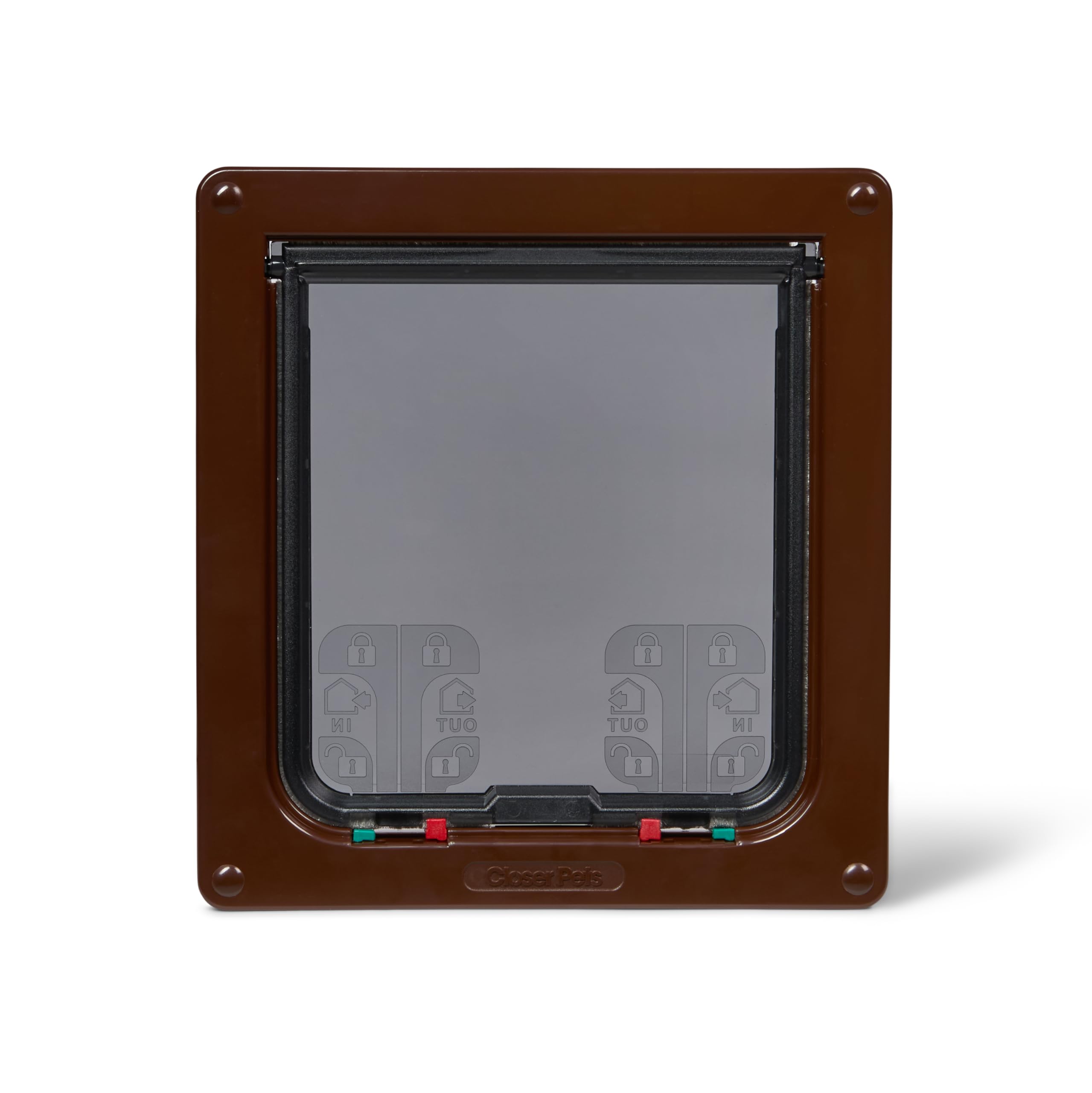 Cat Mate Large 4-Way Cat Flap | Secure Lock | For Large Cats & Small Dogs | Brown