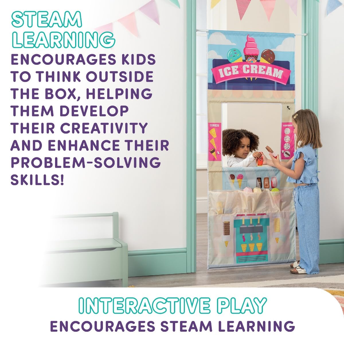 Playhouse Pop Up Play Town Hanging Doorway Ice Cream Shop Kids Role Play Toy 3