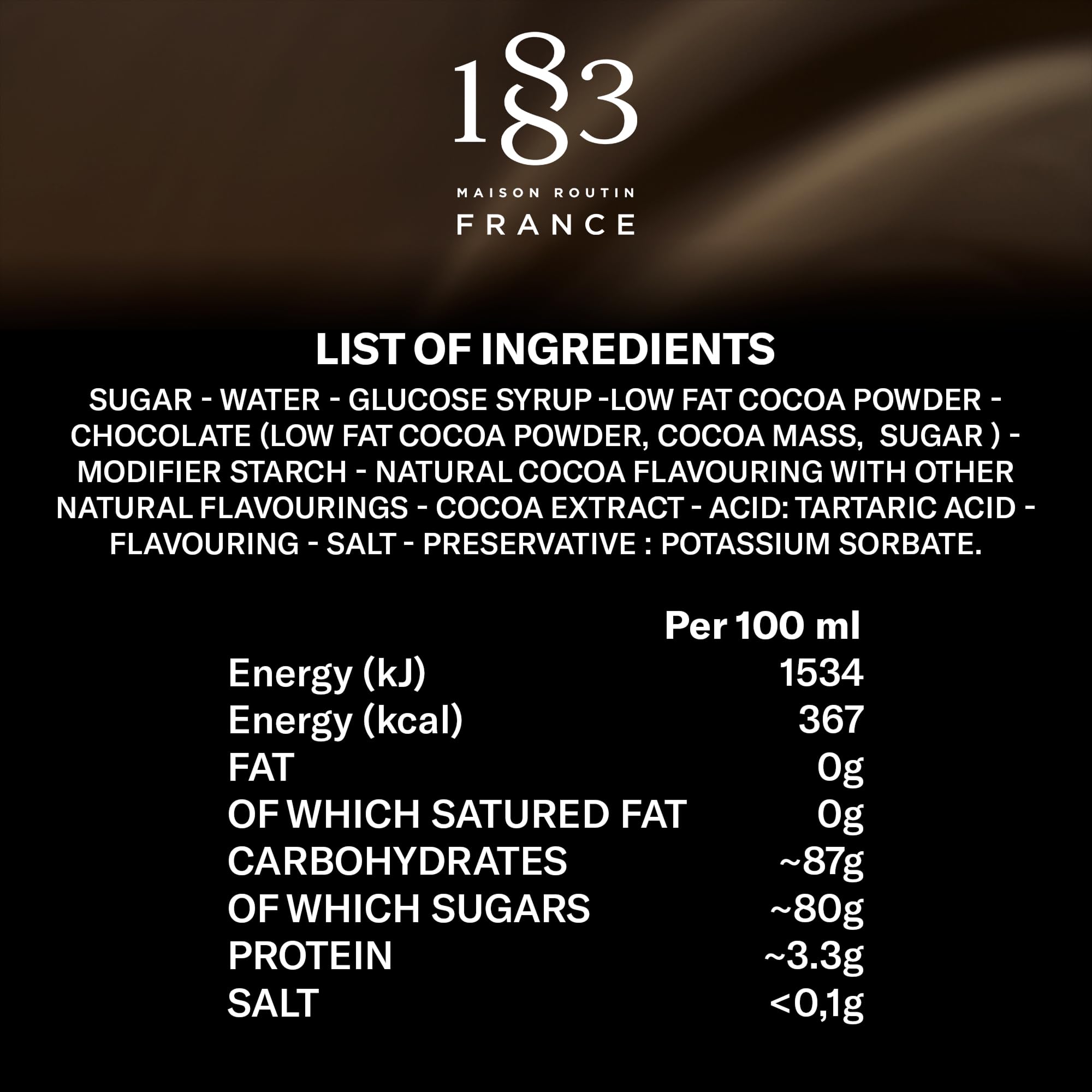 1883 Maison Routin Chocolate Sauce - Rich Cocoa Blend | 500ml Squeezable Tube 4