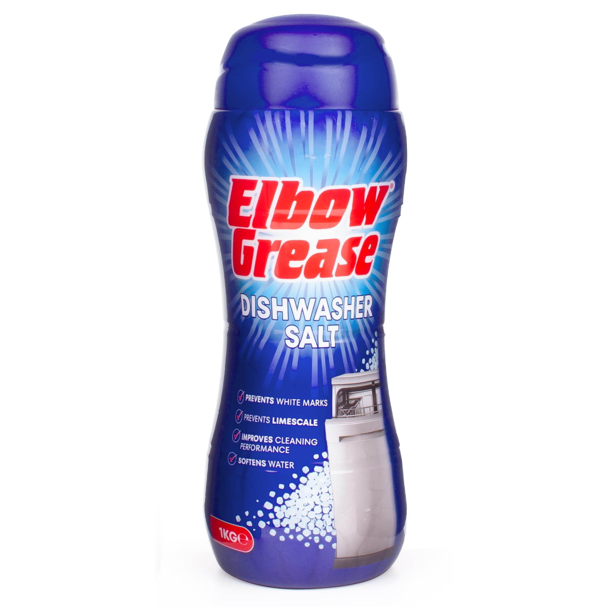 Elbow Grease Dishwasher Salt - 1kg Tub | Prevents Limescale & White Marks | For All Dishwashers
