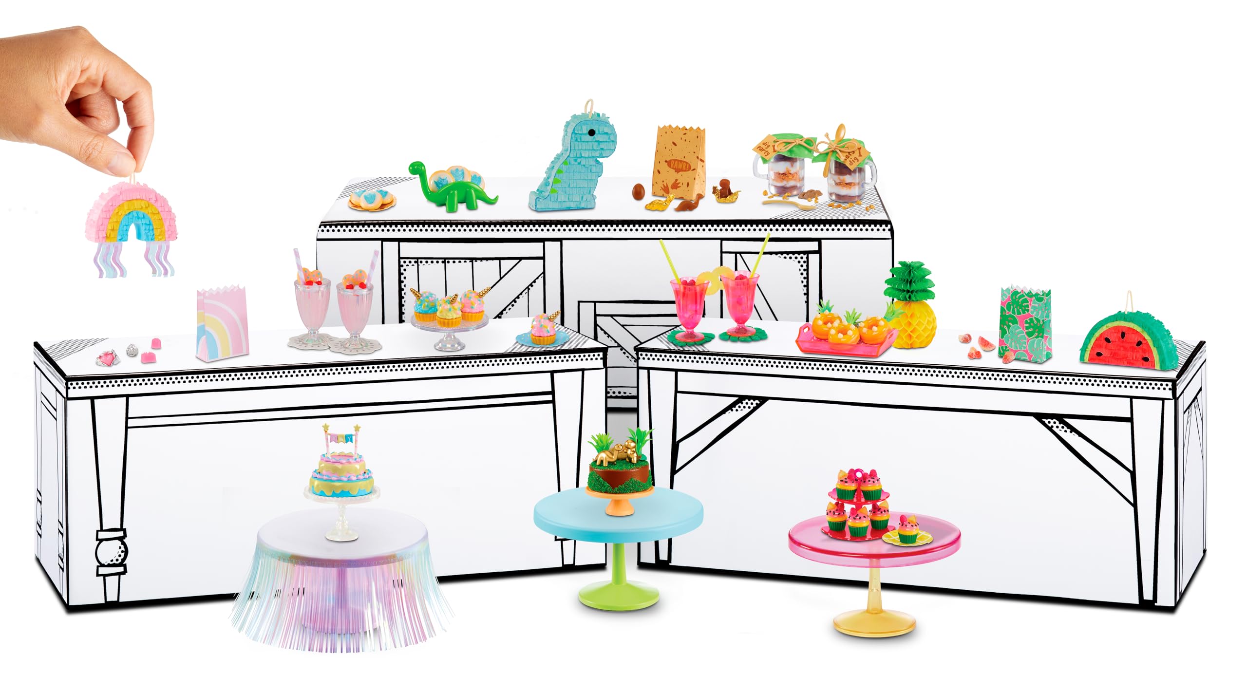 MGA's Miniverse Make It Mini Birthday - Rainbow, Dino, Tropical Party Theme Mini Collectibles with Resin Play & DIY Craft Kit 2