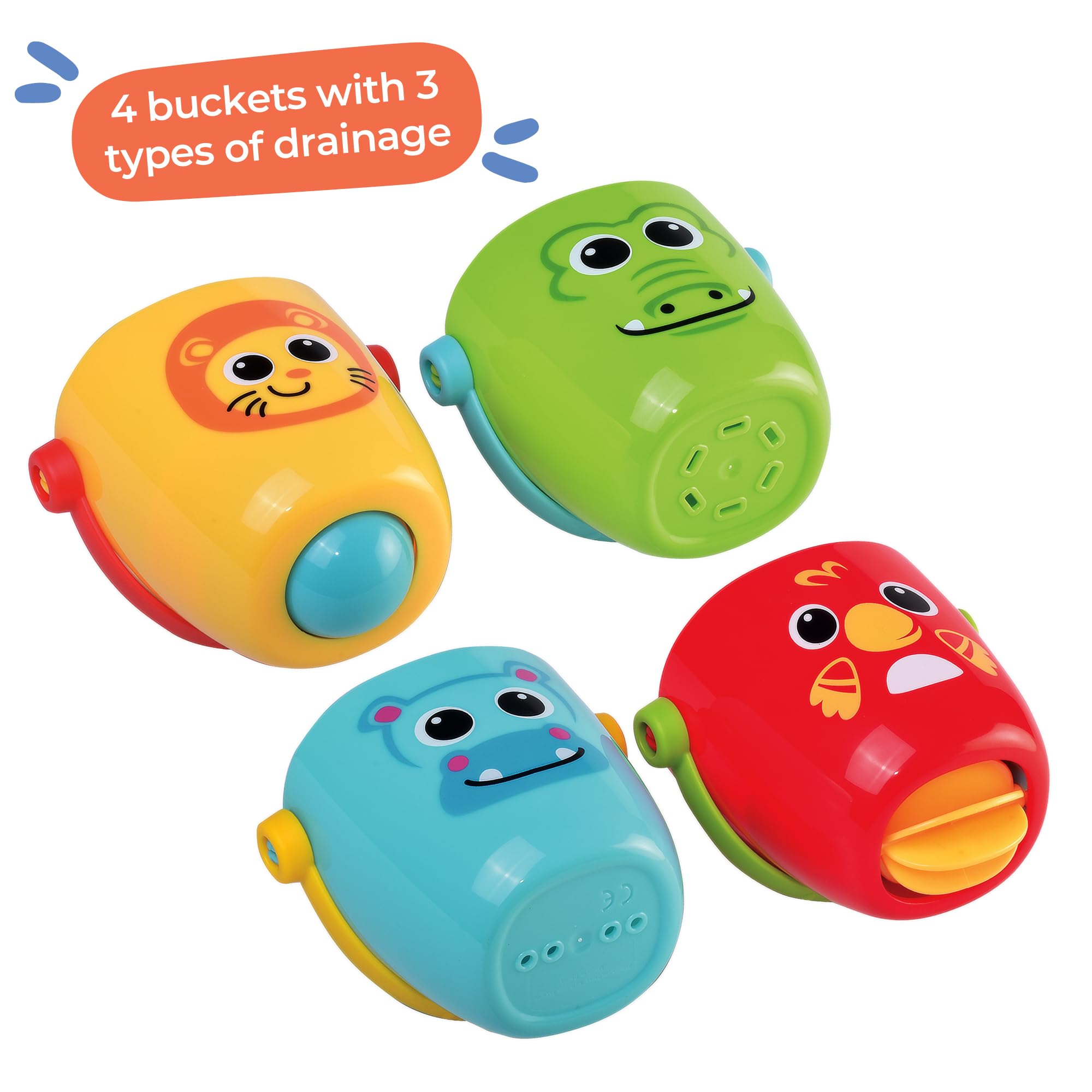 John Adams Play Tots Animal Bath Buckets Set - 4 Colorful Characters | Ages 12-72 Months 5