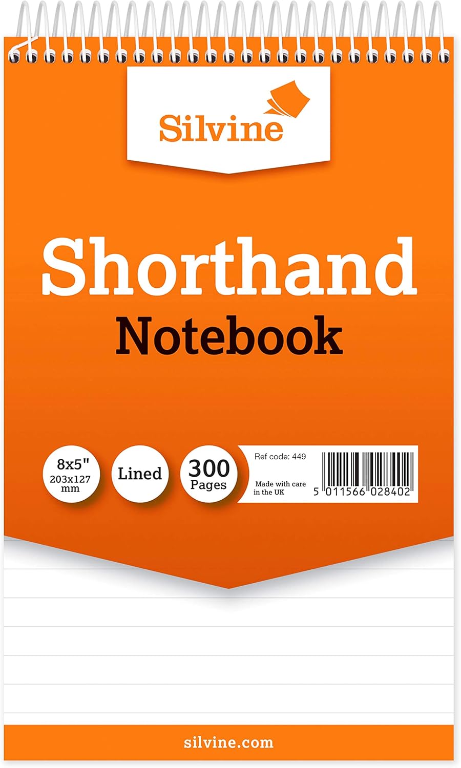 Silvine 8x5" Reporter's Spiral Shorthand Notebook with 300 Pages (Pack of 5) 1