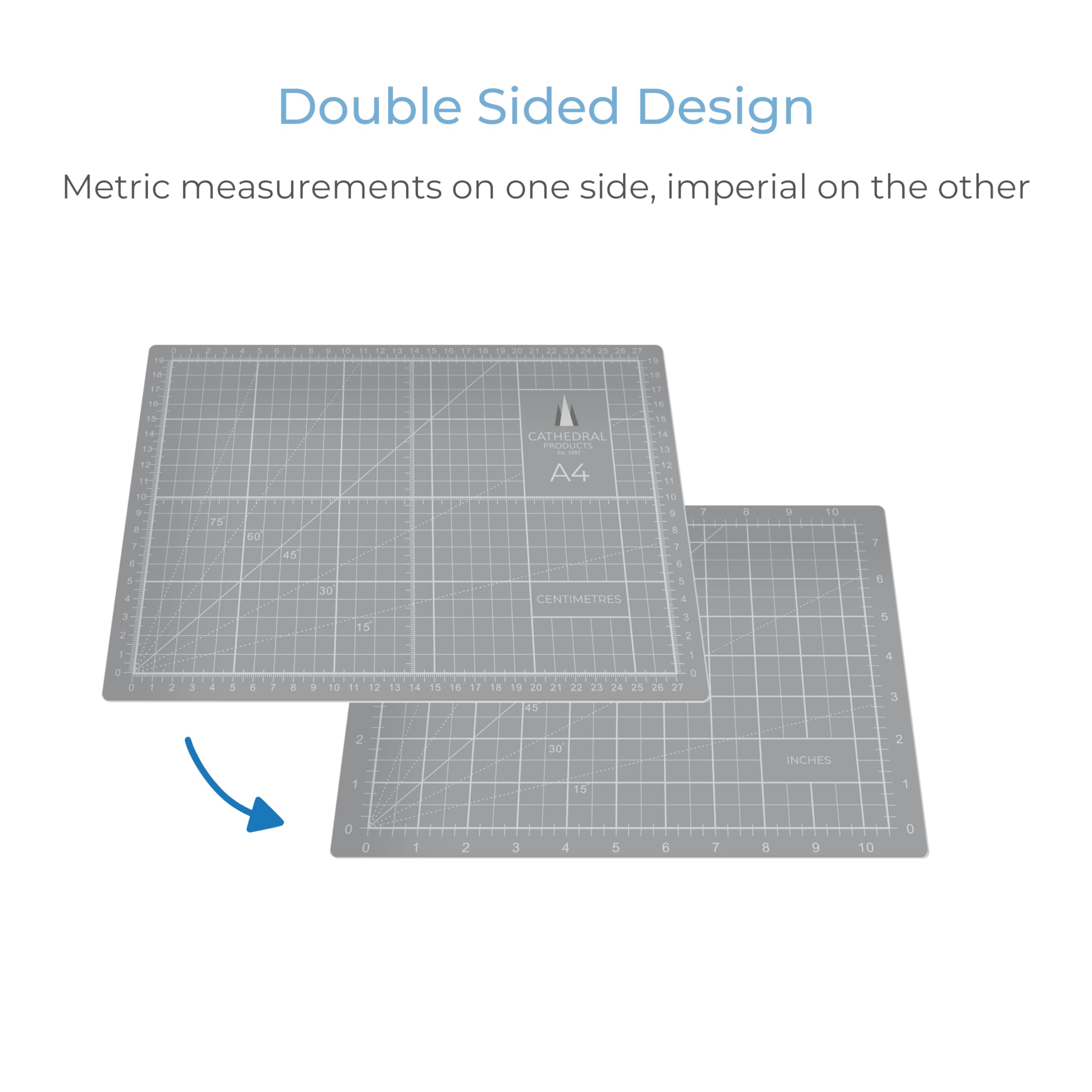 Cathedral Products A4 Double-Sided Self-Healing Cutting Mat | 3mm Thick | Grey 2