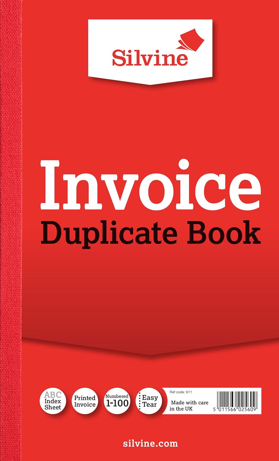 Silvine Duplicate Invoice Book - Numbered 1-100 with index sheet (210 x 127mm) [Pack of 6] 1