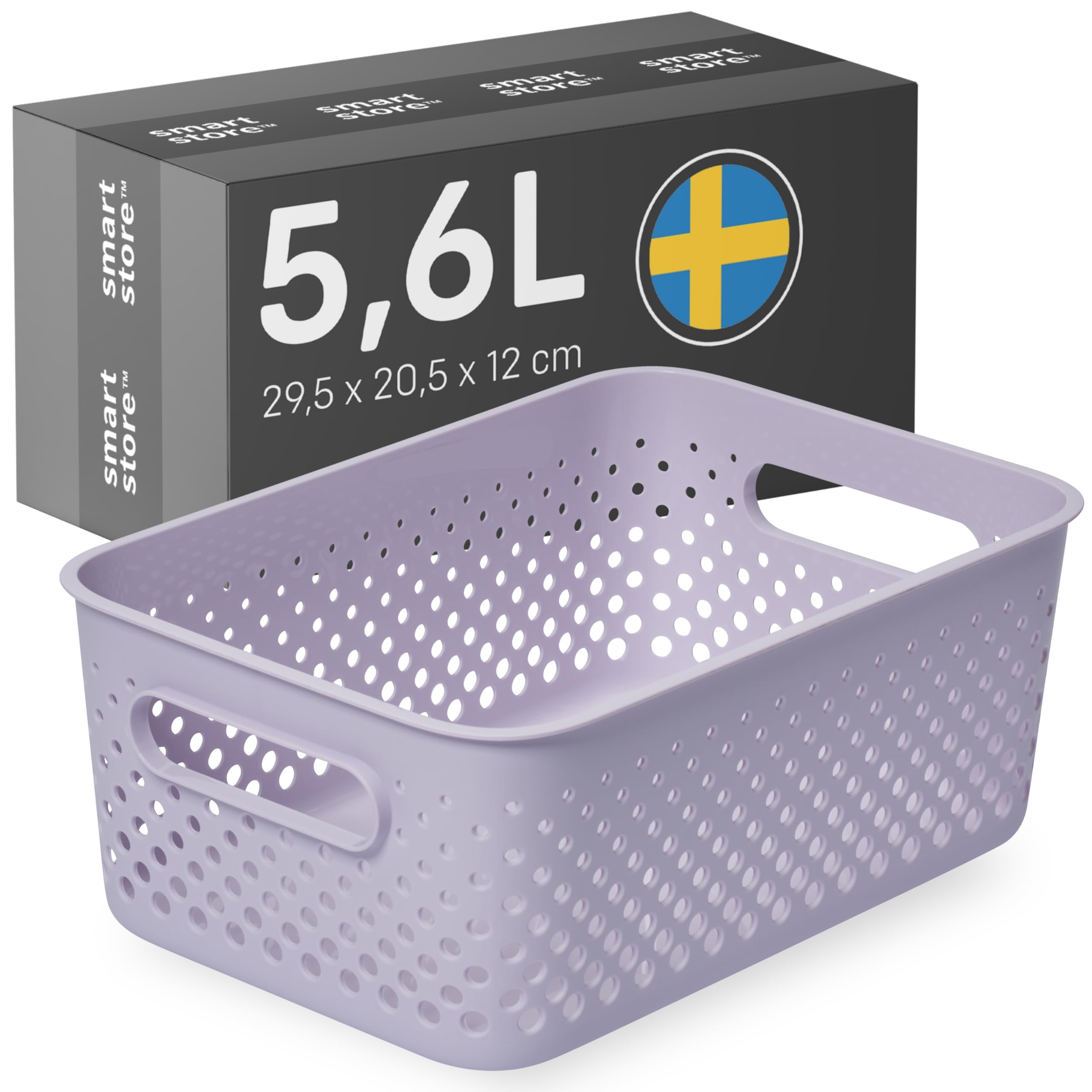 SmartStore Storage Basket with Handles - Lavender, 5.6L | 29.5x20.5x12cm