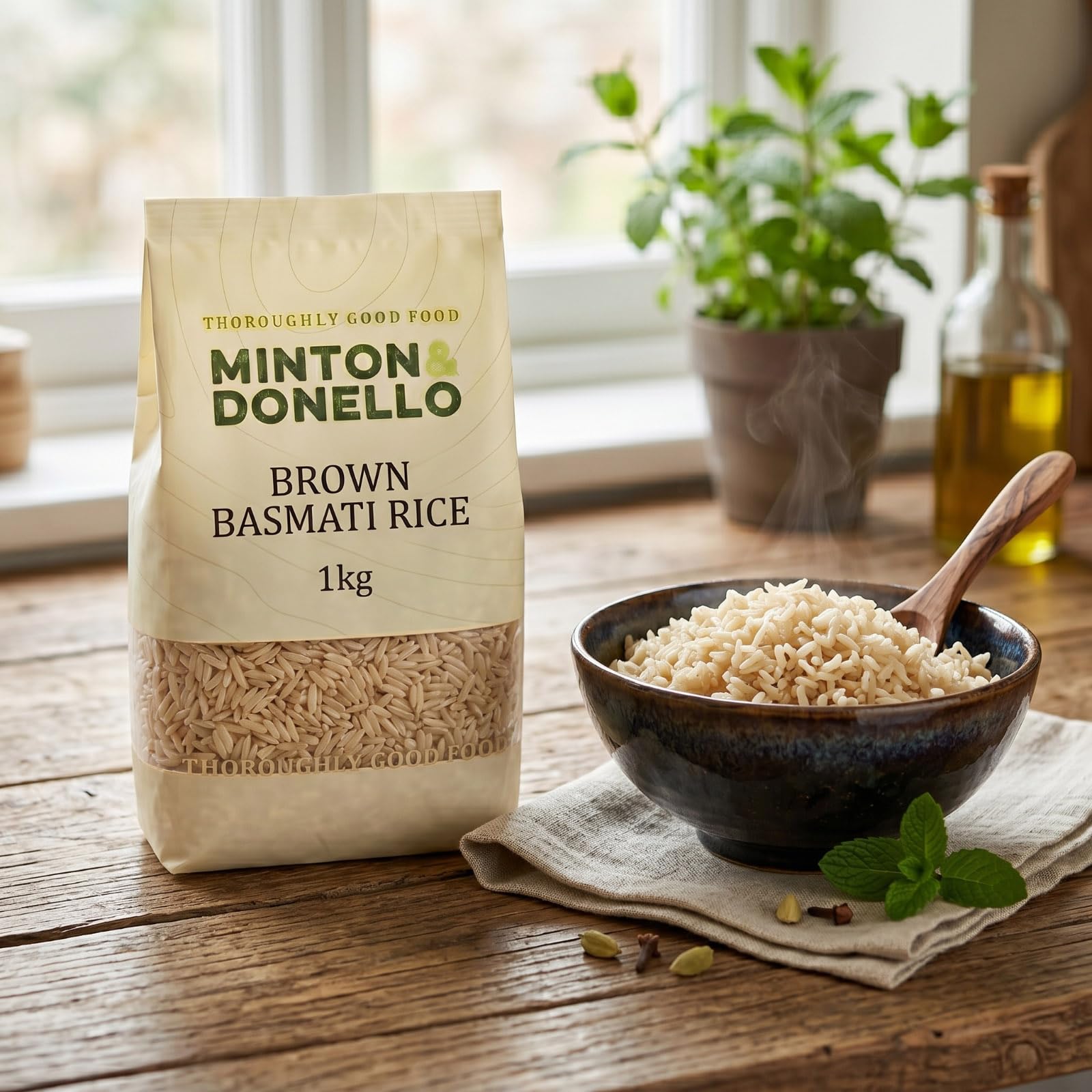 Minton & Donello Organic Brown Basmati Rice - 1kg Wholegrain Long Grain | High Fibre | Aromatic 2