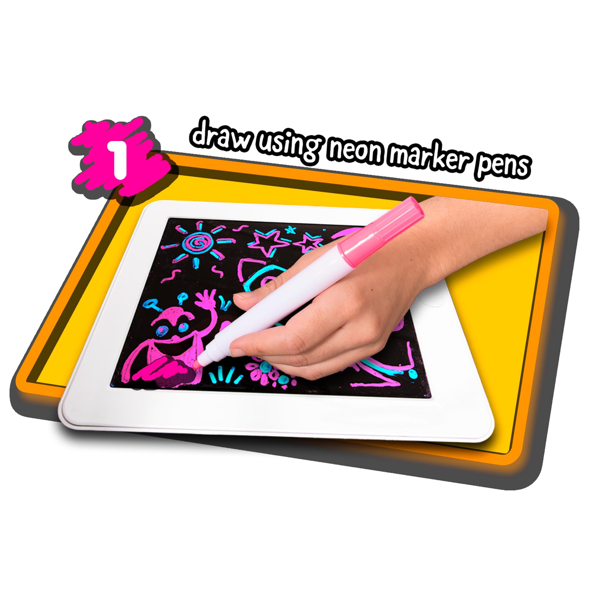 John Adams GLOWPAD - Light-Up Drawing Board with 8 Glow Modes & Neon Markers - Ages 4+ 4