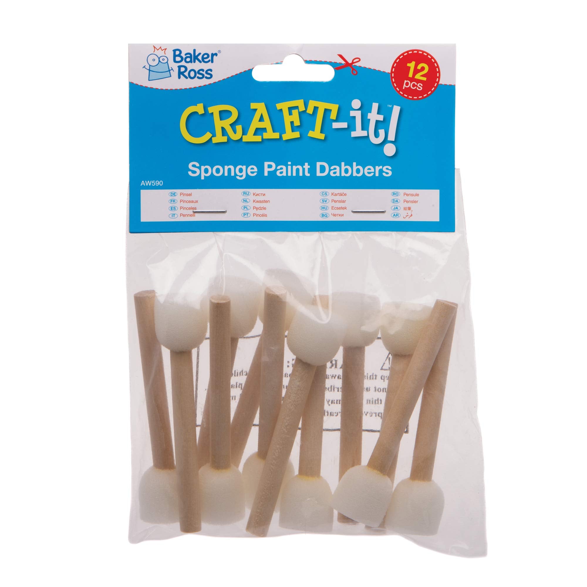 Baker Ross Mini Sponge Paint Dabbers - Pack of 12 | Easy Grip for Fun Patterns 4