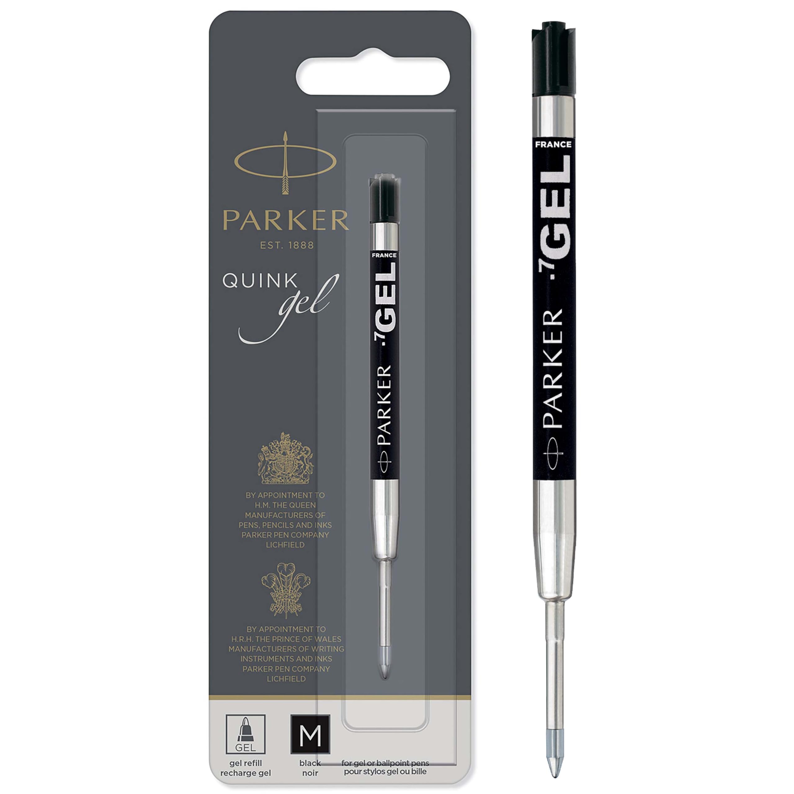 PARKER Gel Pen Refill - Medium Tip (0.7mm) Black QUINK Ink | 1 Count