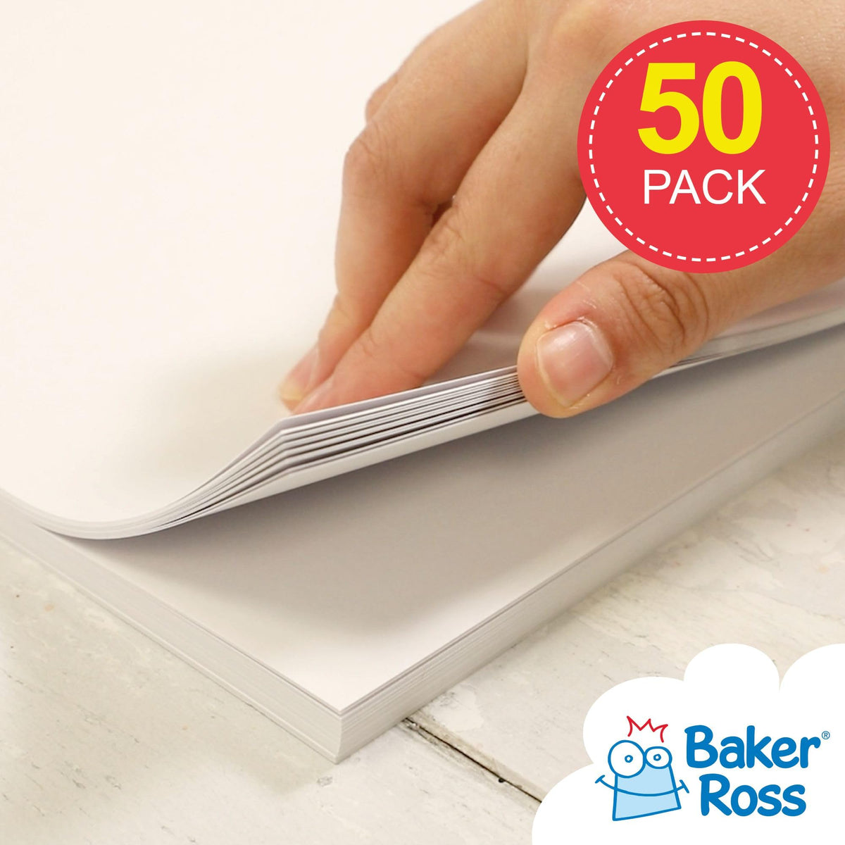 Baker Ross A3 Copier Card - 50 Sheets, 220gsm, Assorted Colours