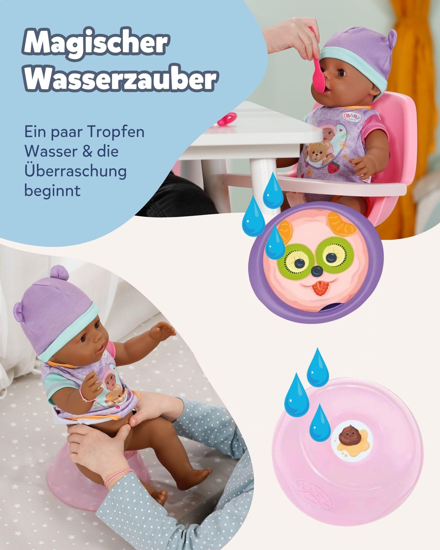 BABY born Eva Baby Doll with 10 Functions & Accessories - 43cm Interactive Doll for Kids 3