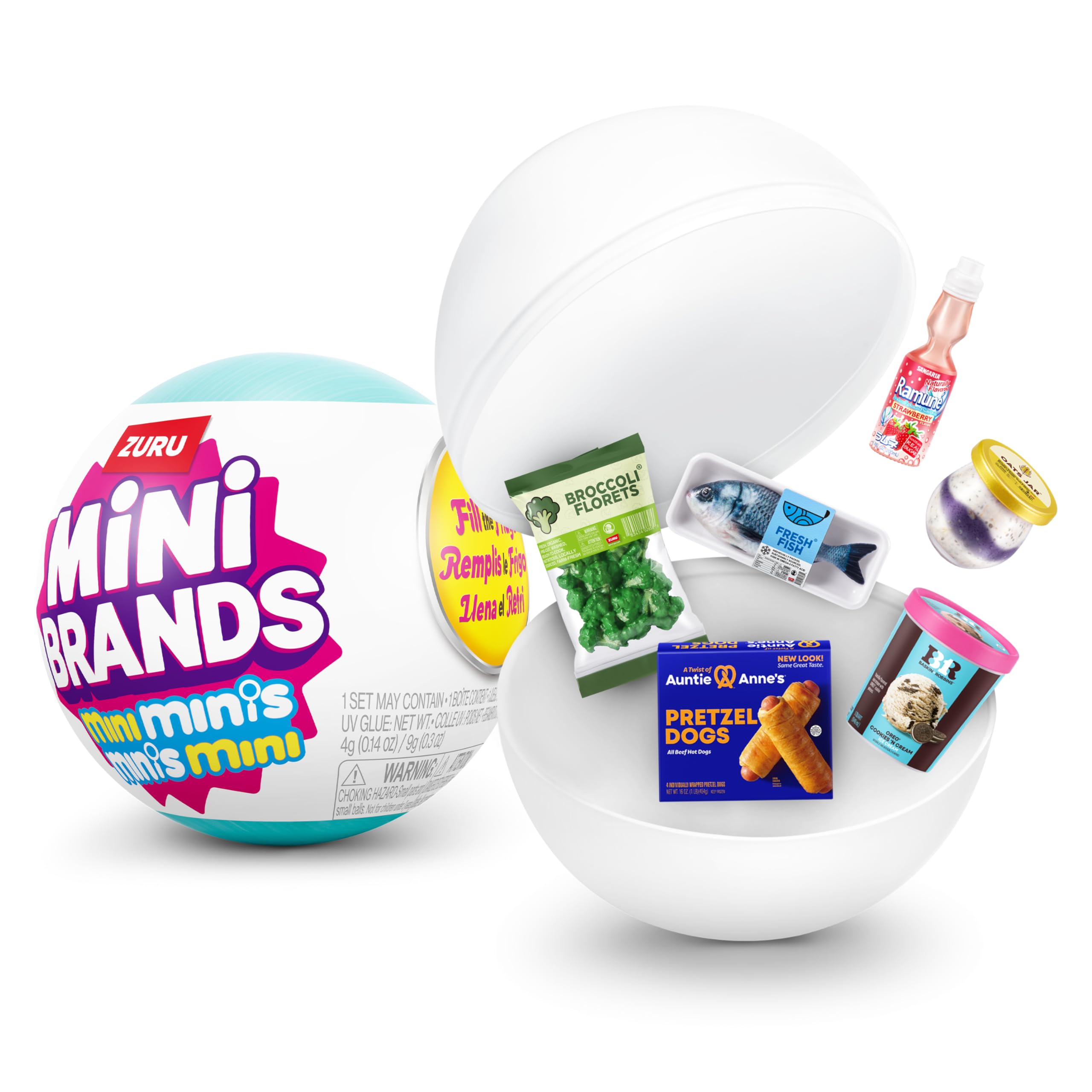 Mini Brands Fill the Fridge S1 Playset with 2pk INT Capsules - Collectible Mini Fridge Toy for Kids 8+ 2