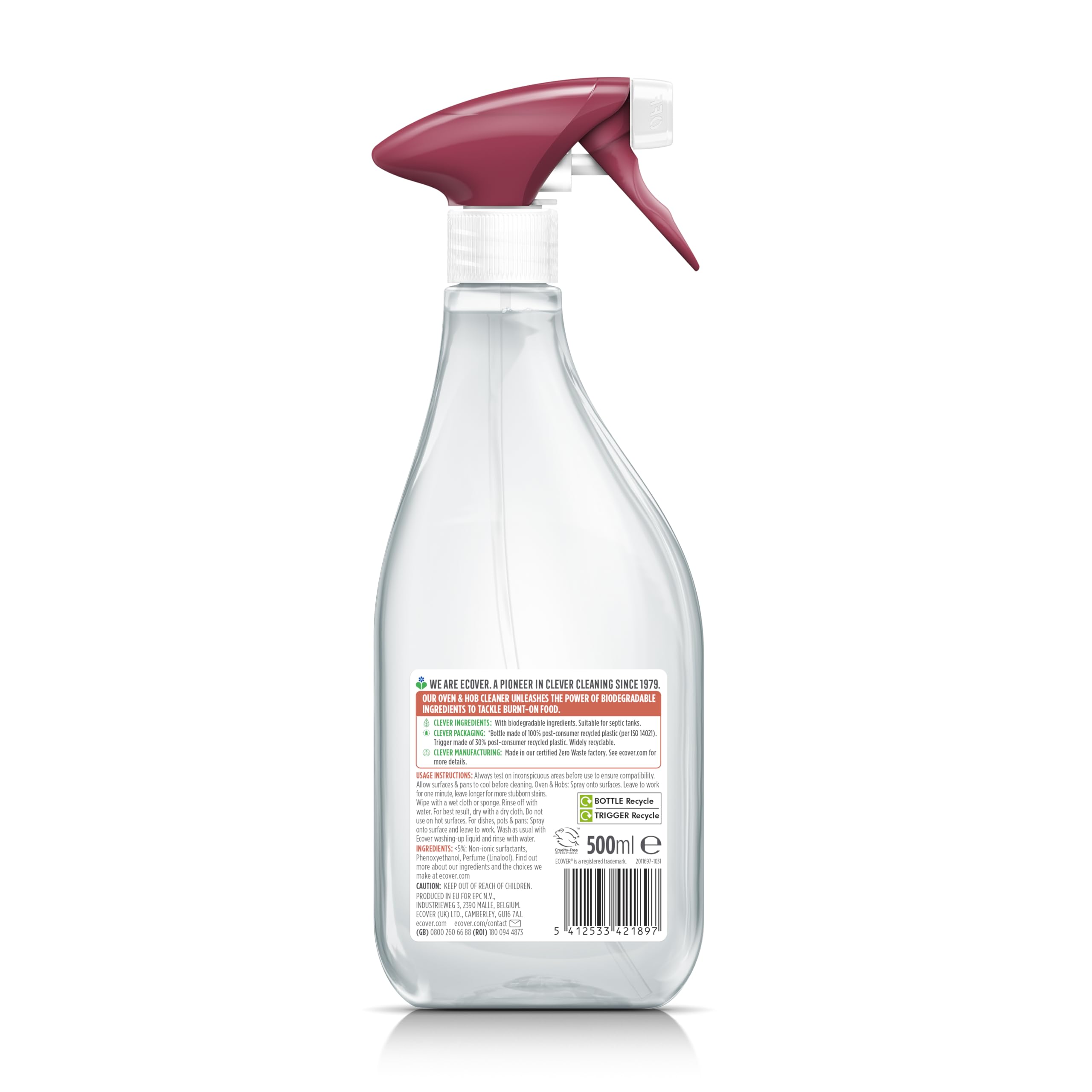 Ecover Oven & Hob Cleaner Spray - Cuts Grease & Burnt Food | 500 ml | Biodegradable 2