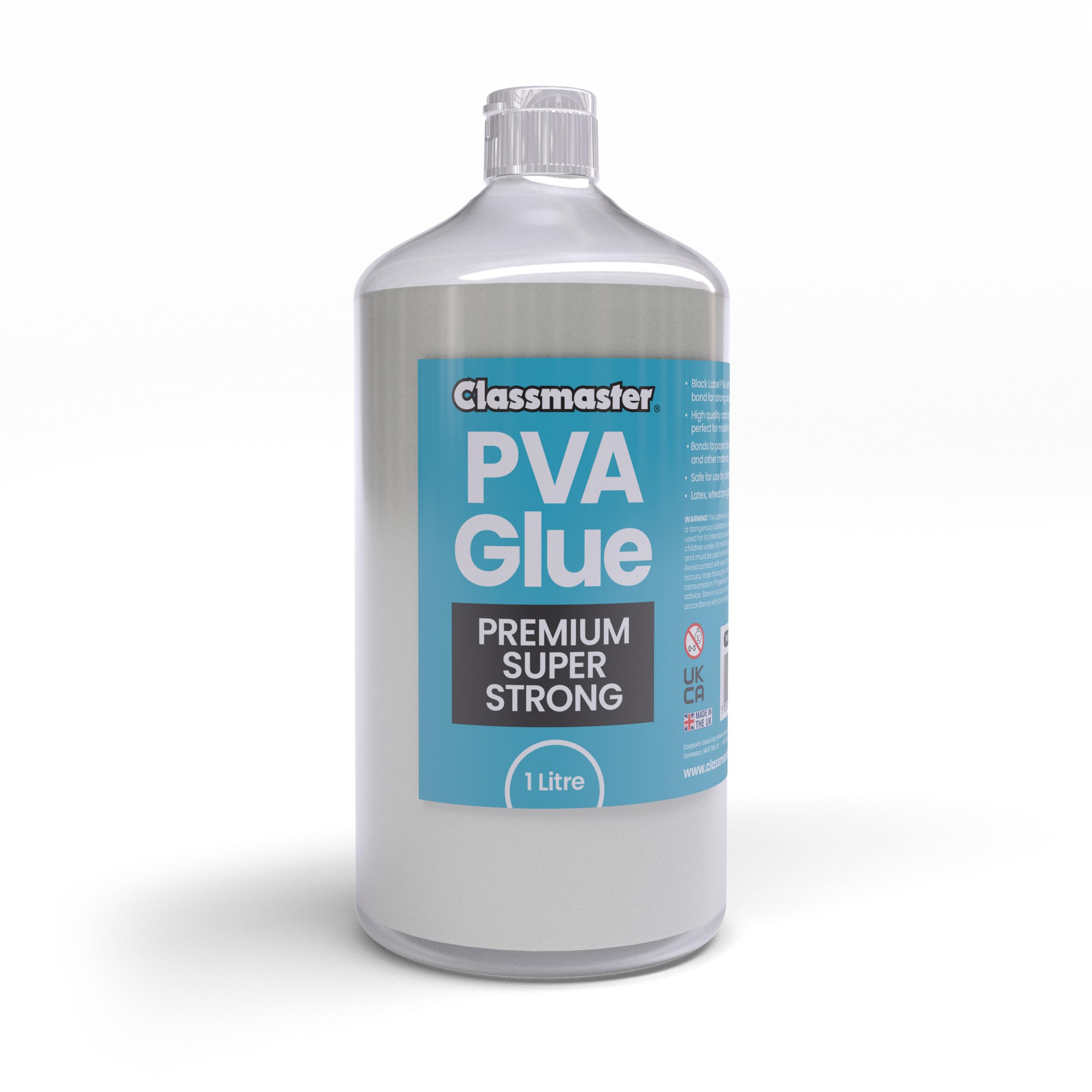 Classmaster PVA Glue - 1 Litre | Strong Adhesive for Paper, Cardboard, Fabric & Timber