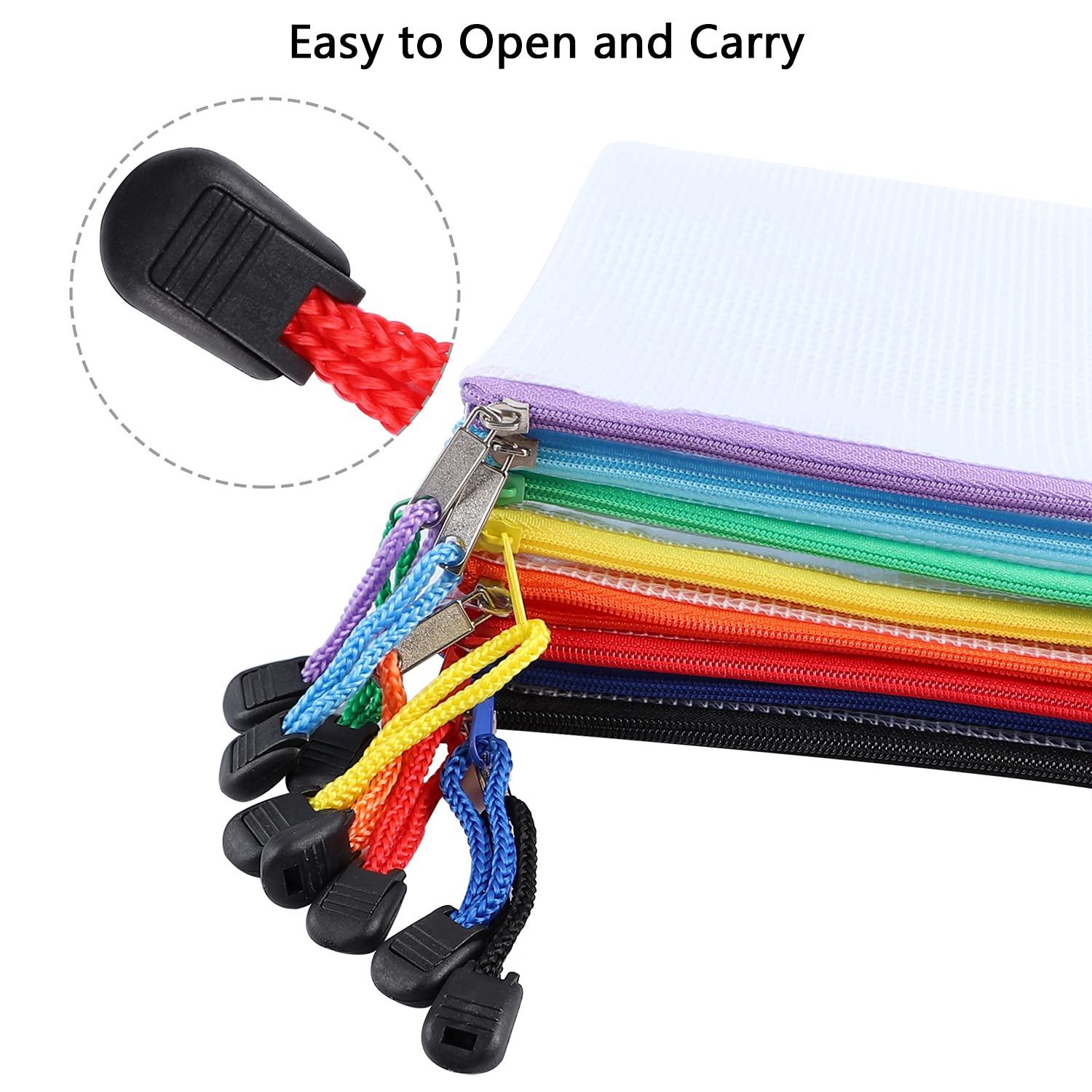 NORTHERN BROTHERS 24PCS A6 Plastic Zip Lock File Wallets - Mesh PVC, 12 Colors | 23x11.5CM