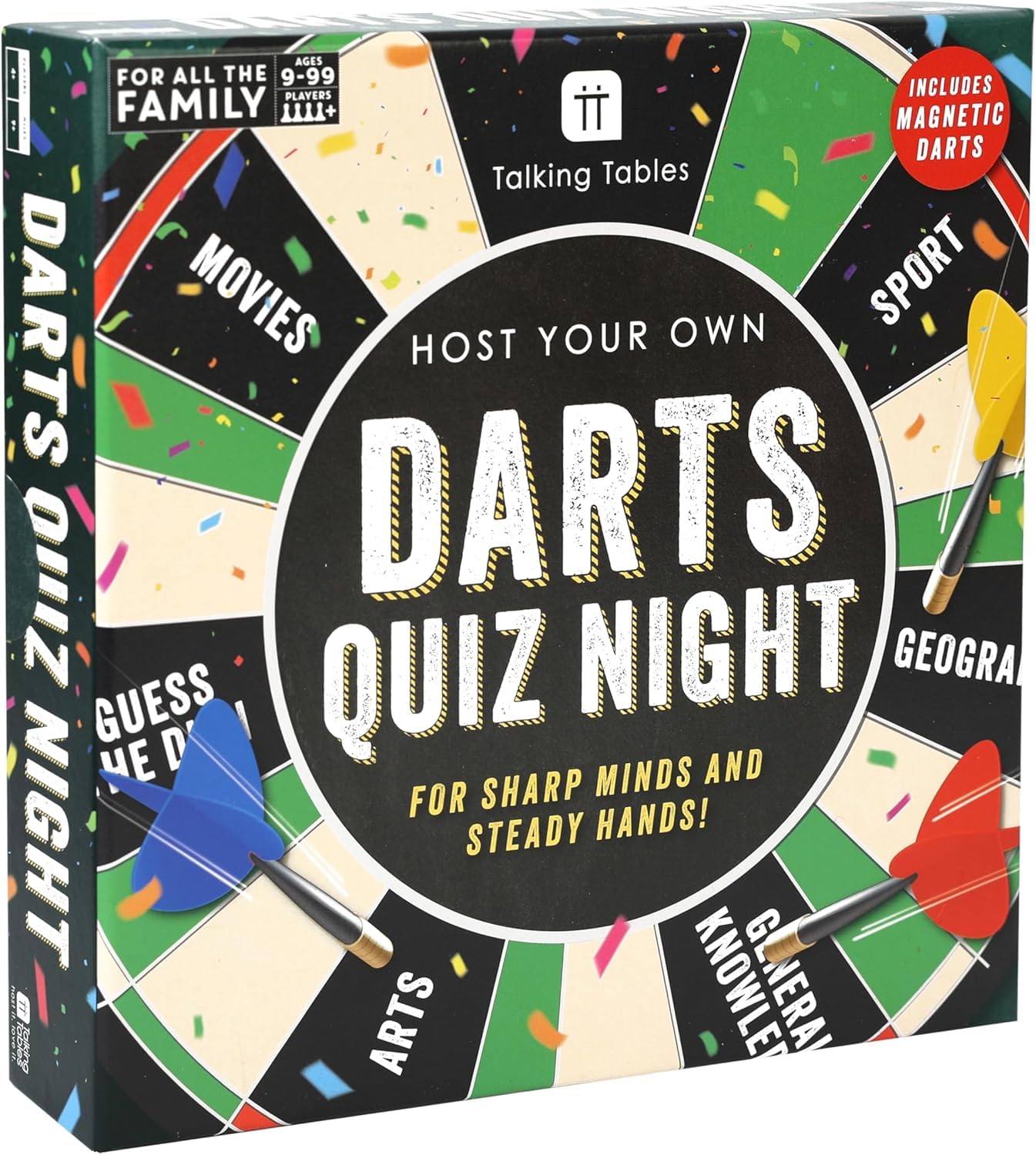 Talking Tables Magnetic Darts Quiz Night Pub Game - Trivia & Dartboard Hybrid