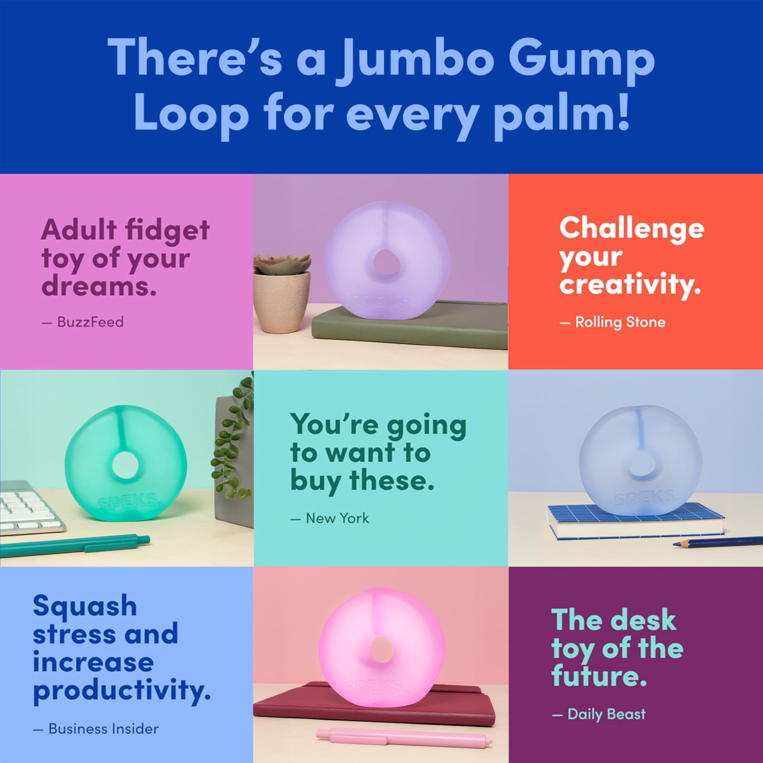 Speks Gump Jumbo Loop Gel-Filled Stress Ball - Ultra-Squishy Fidget Toy for Adults | Blue 7