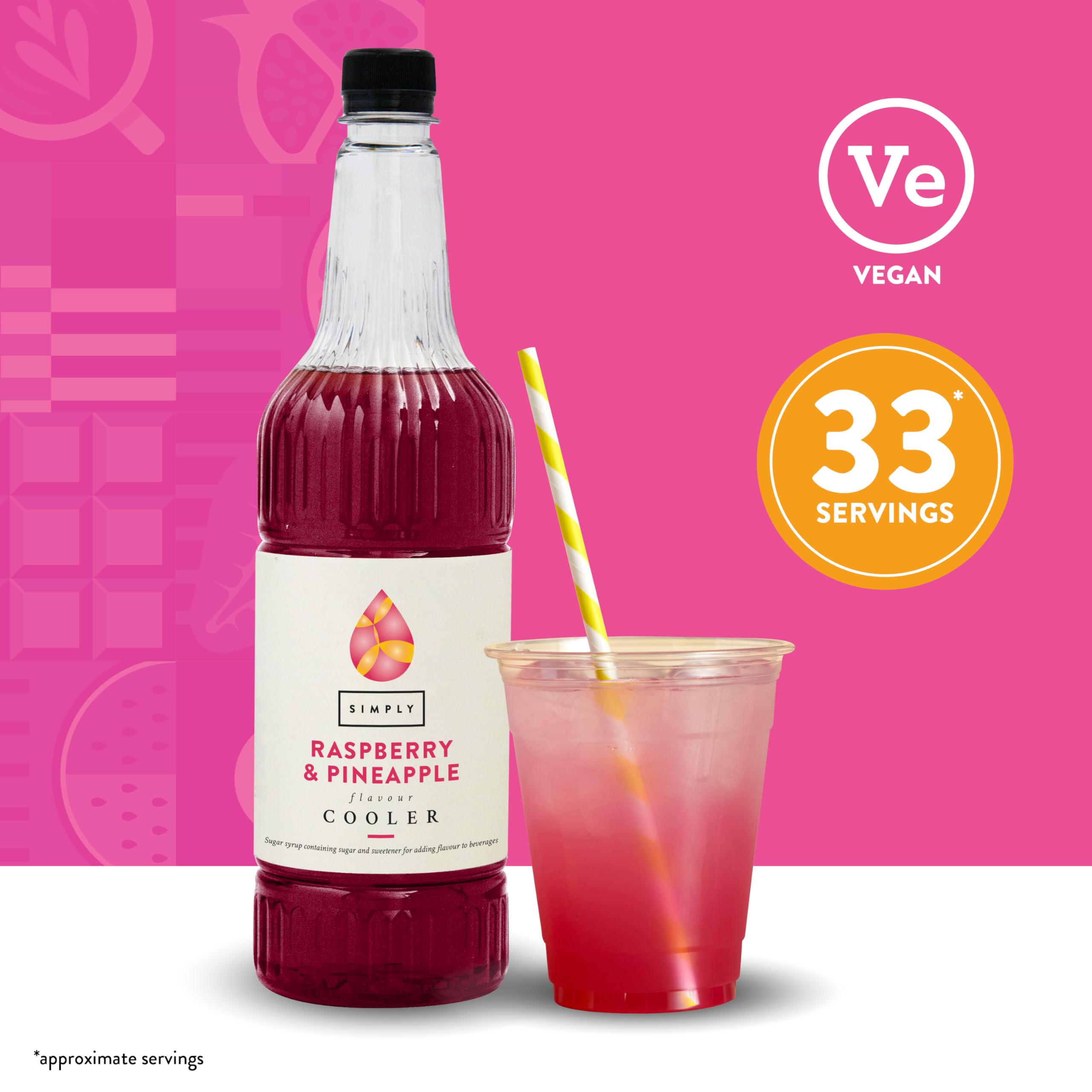 Simply Raspberry & Pineapple Cooler Beverage Syrup - Vegan, Gluten Free | 1 L 2