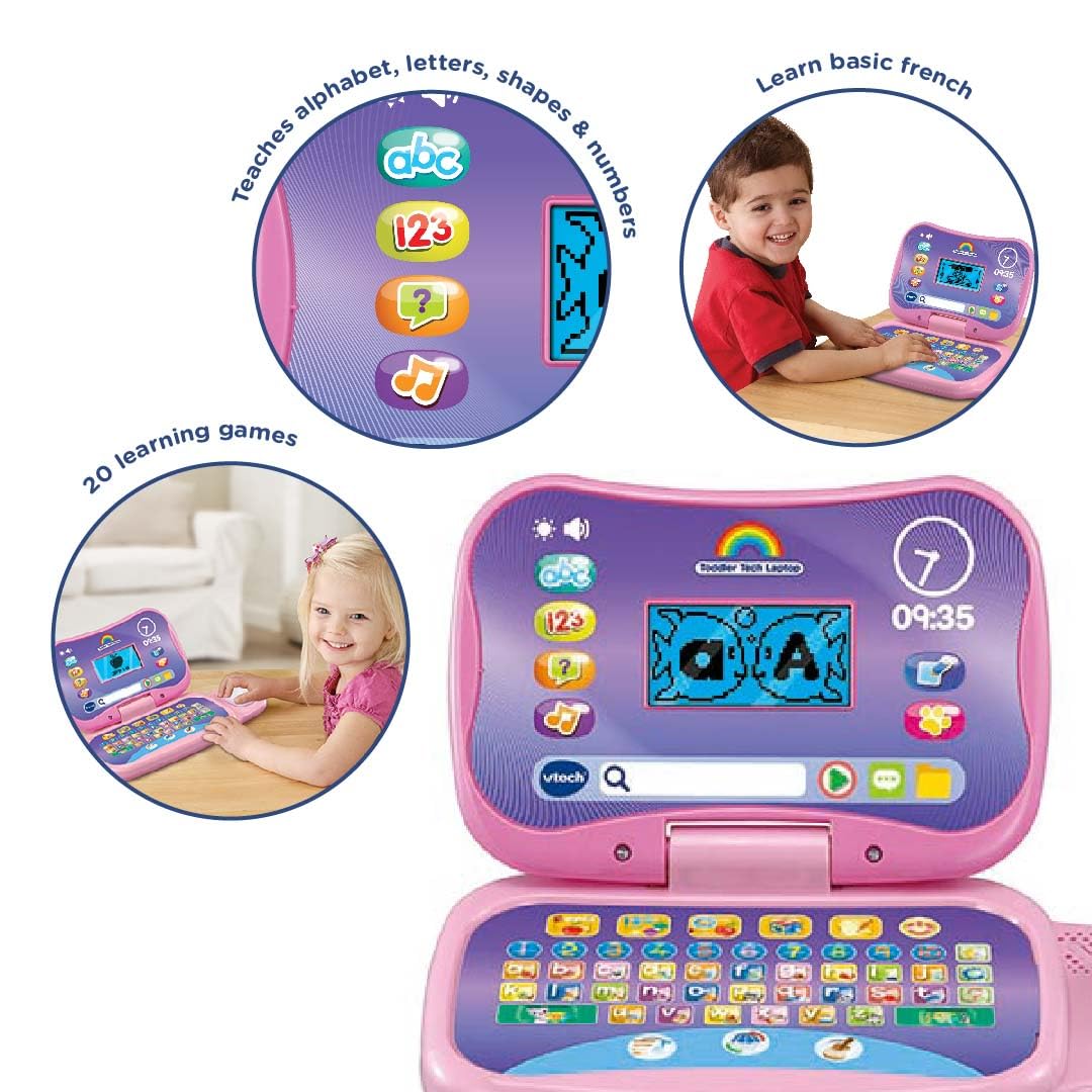 VTech Toddler Tech Laptop - Interactive Educational Computer Toy for Ages 2-5