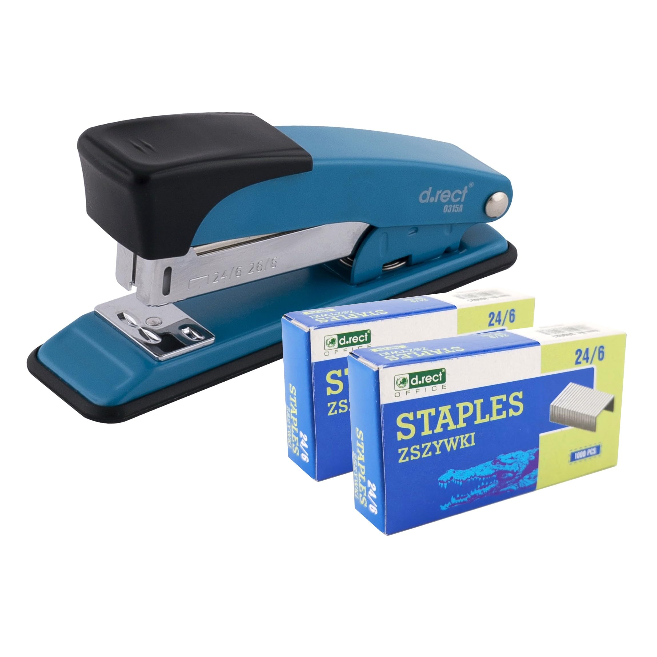 D.RECT 315A Metal Desktop Stapler - 30 Sheet Capacity | 50mm Depth | Blue