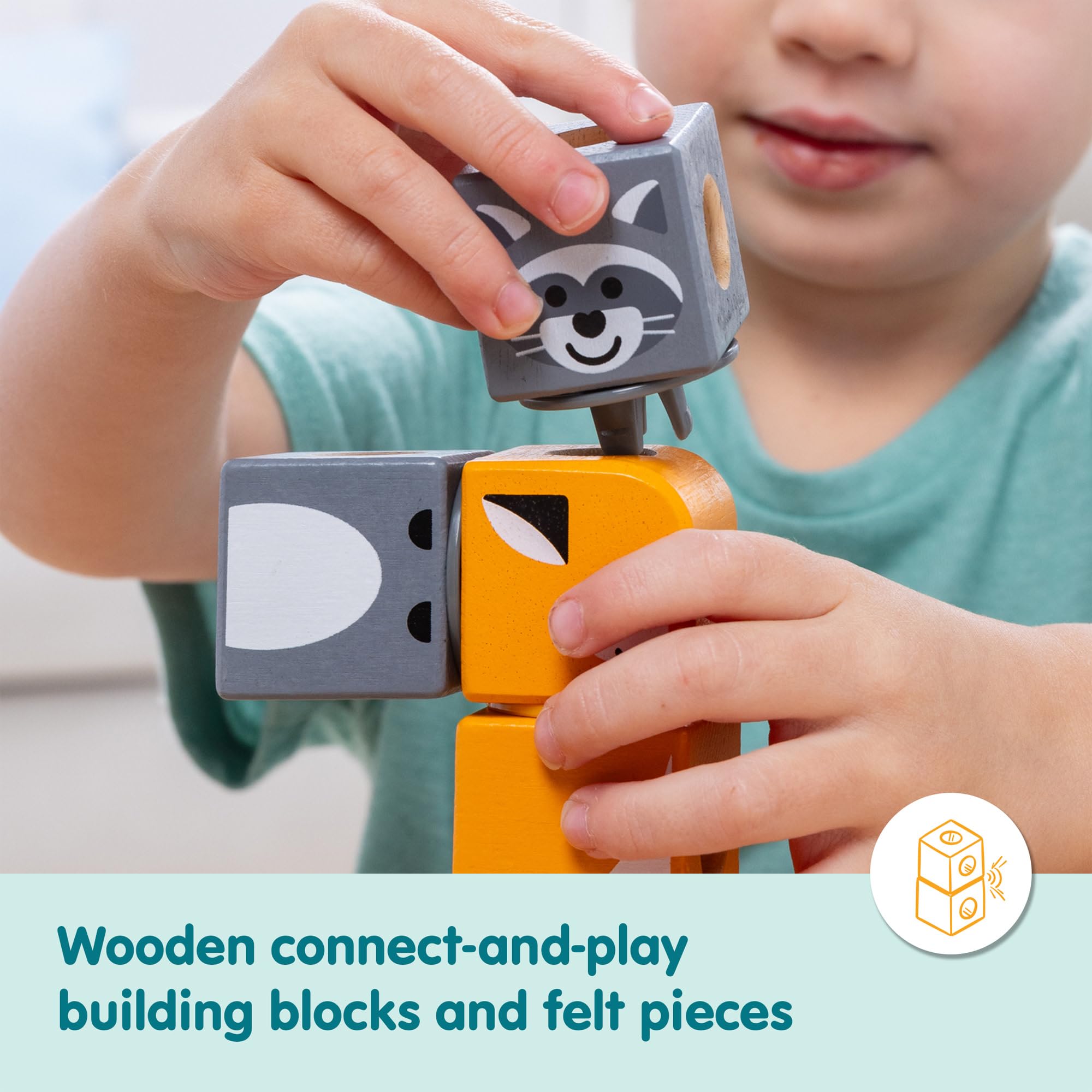Melissa & Doug Blockables Woodland Friends Snap And Play Building Set | Ages 2-7 | 16 Pieces 7