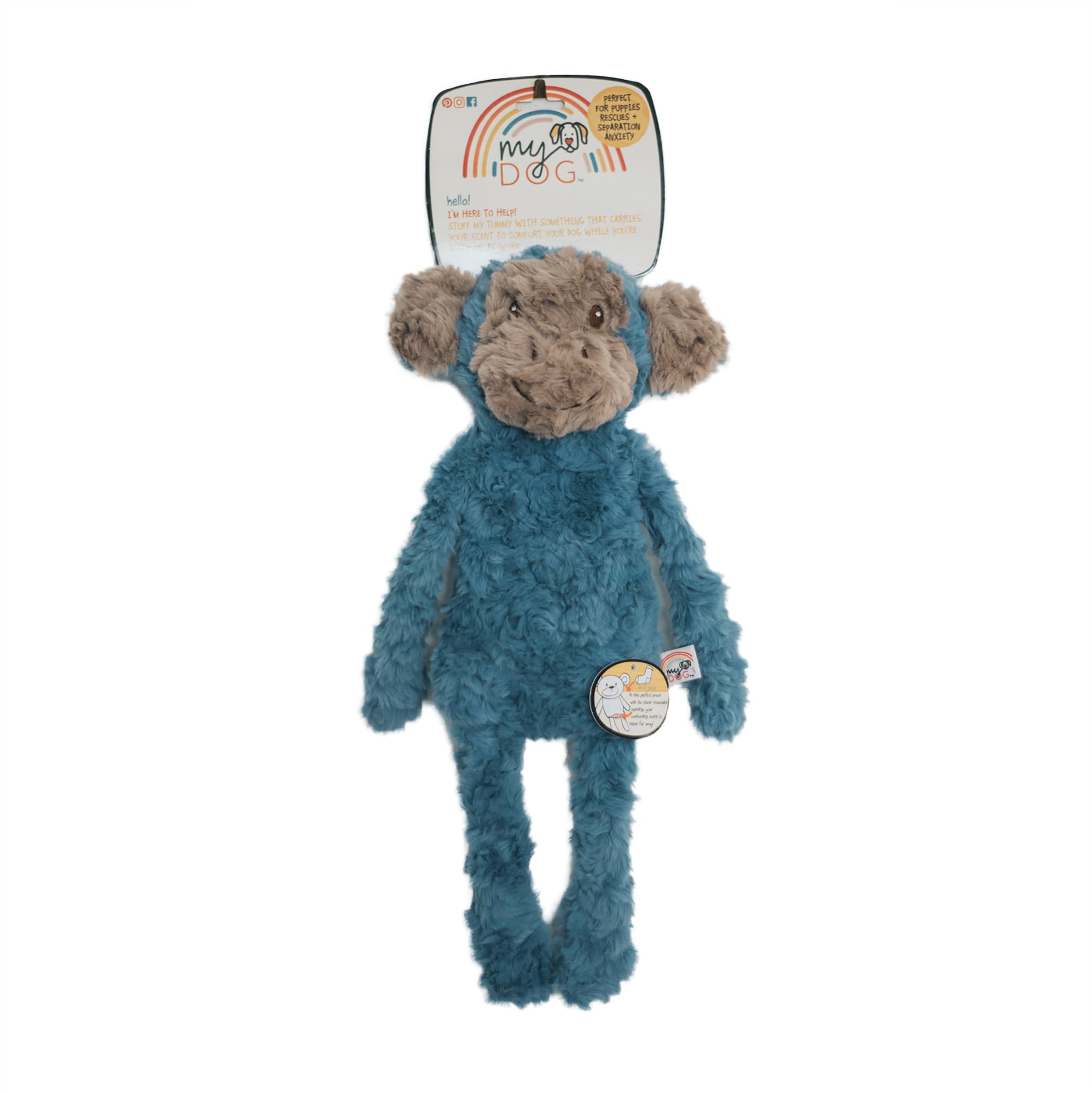 Rosewood MyDog Luxury Plush Monkey Toy - Stuff-Free Comforting & Calming Dog Toy, 40cm