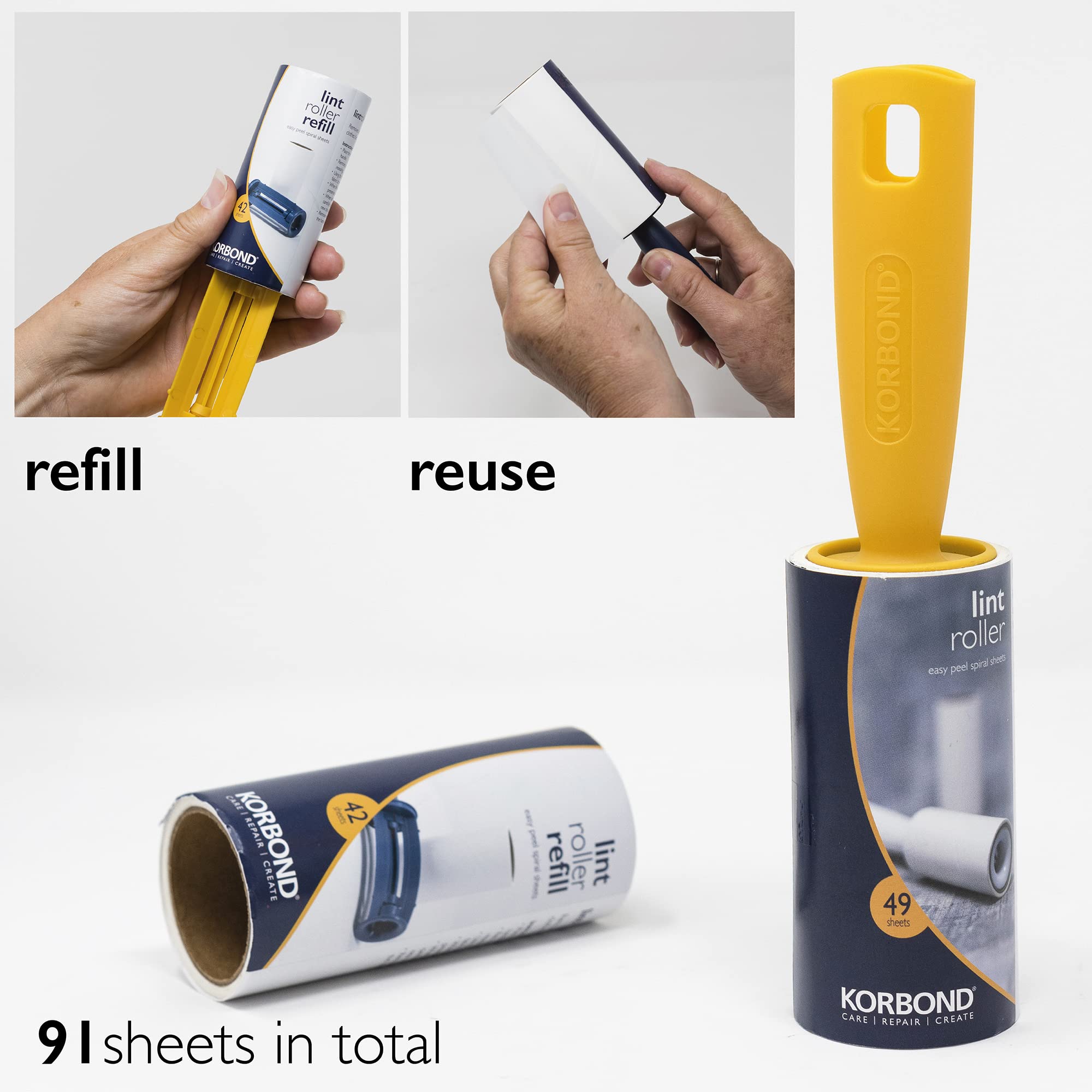 KORBOND Lint Roller and Refill Set - 451 Extra Sticky Sheets 6