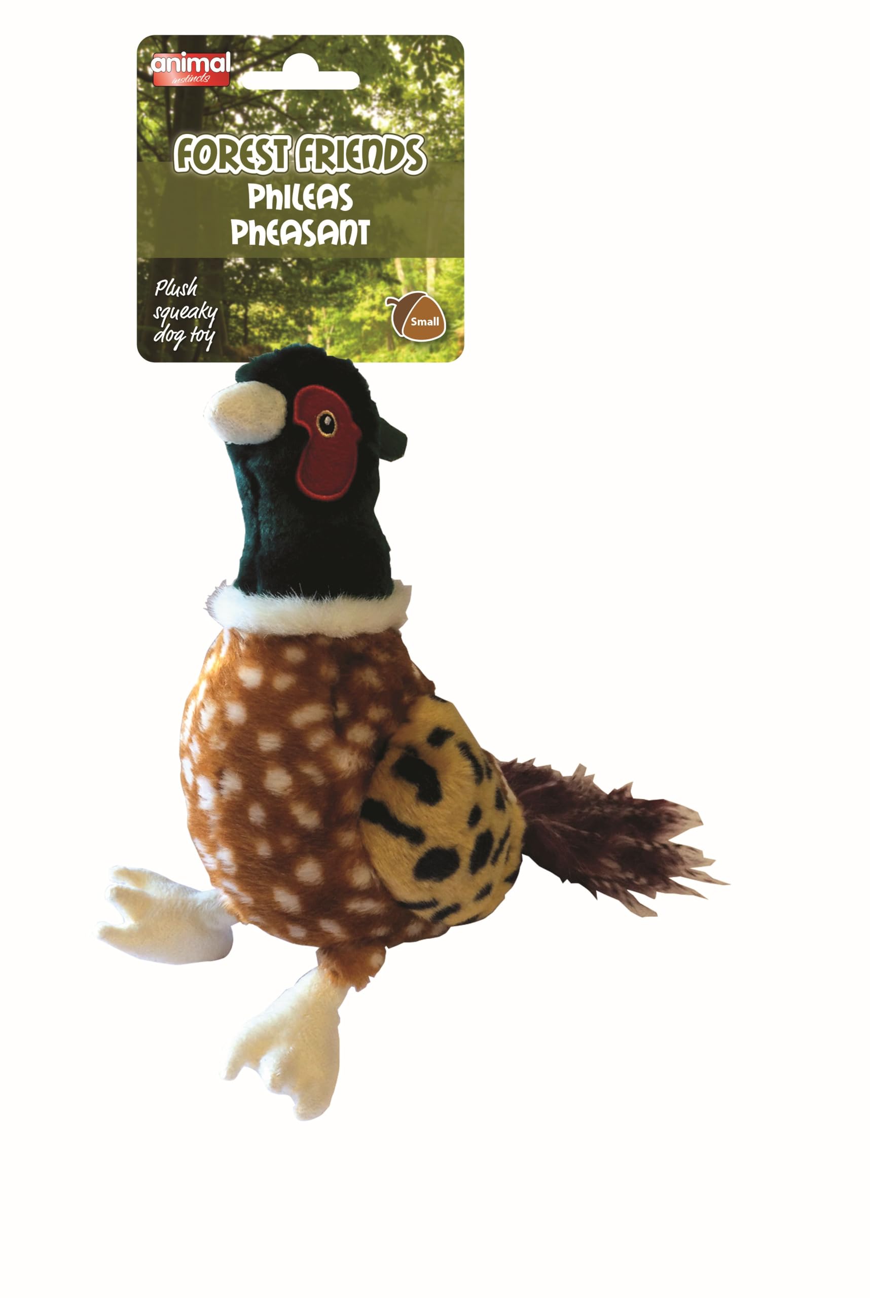 Animal Instincts Phileas Pheasant Plush Squeak Toy - Small, Multicoloured (2 Pack)